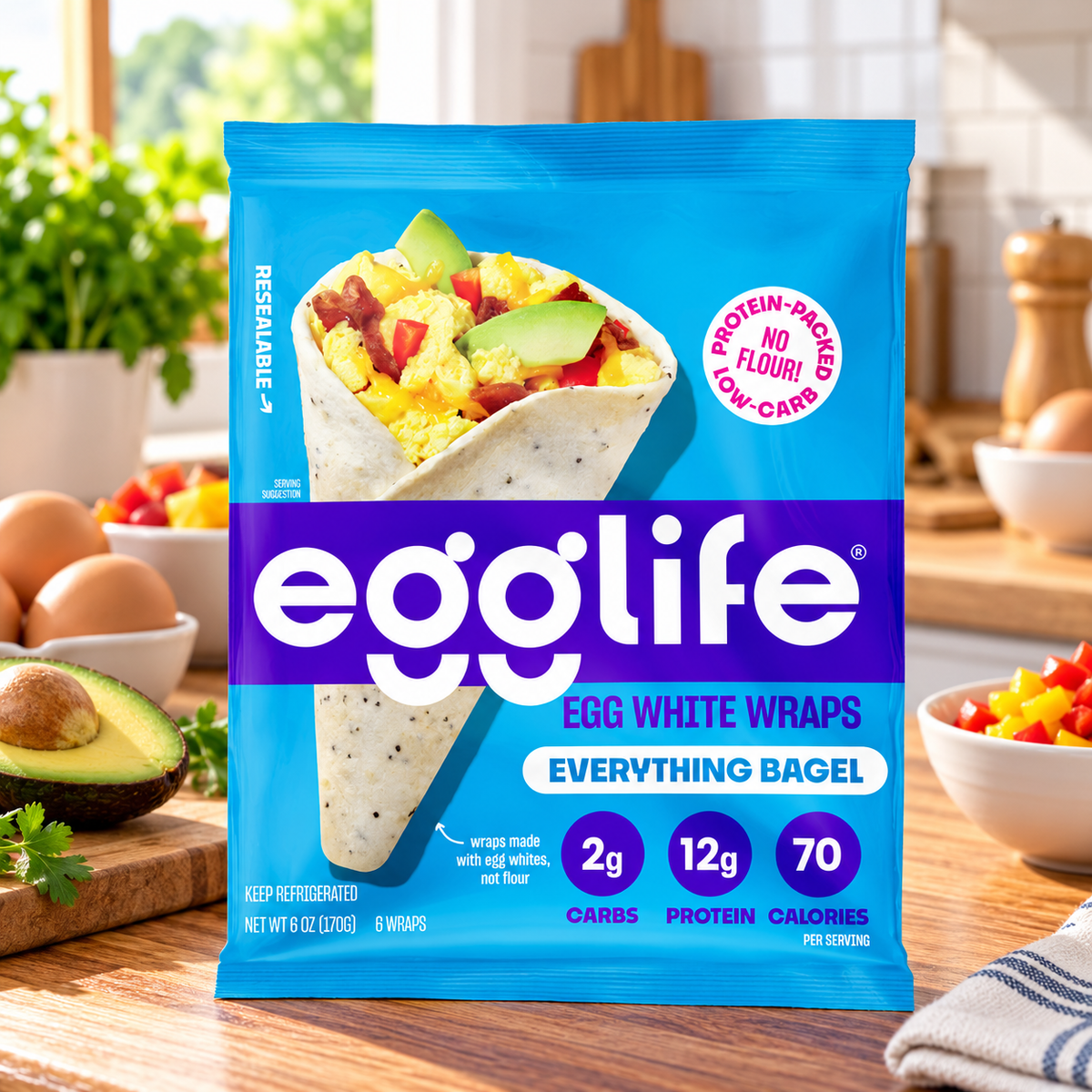 egglife Everything Bagel Egg White Wraps — 1 pack (6 Count)
