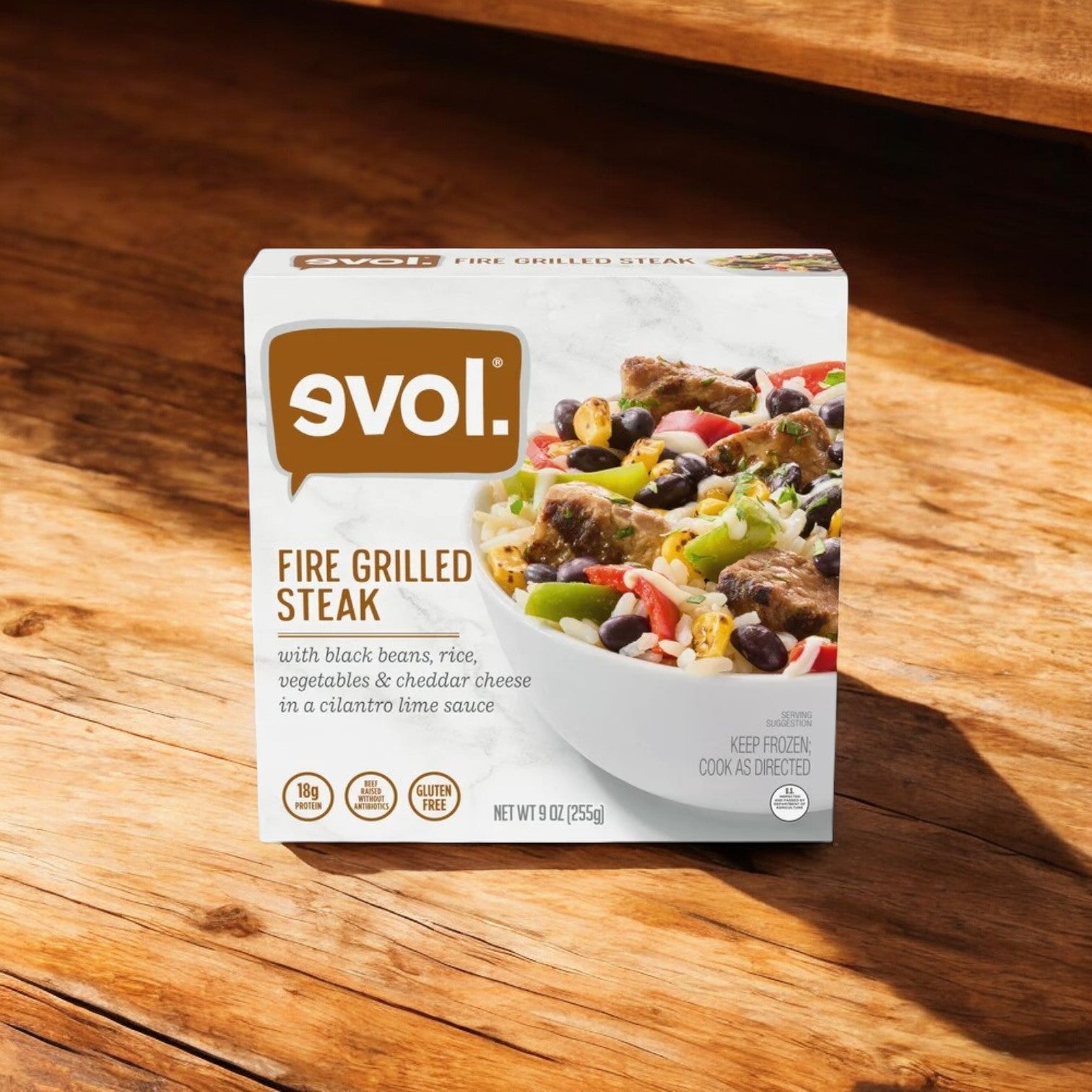 Evol Fire Grilled Steak Bowl, Frozen Meal, 9 oz.