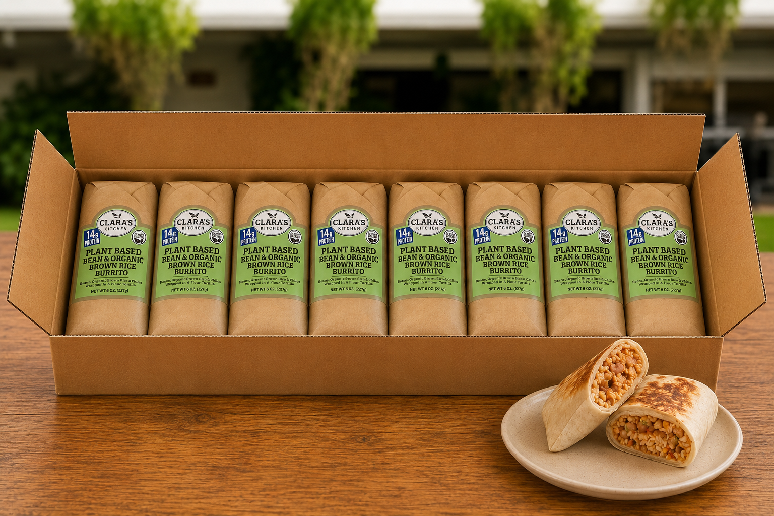 Clara's Kitchen Individually Packaged Vegan Bean & Organic Brown Rice Burrito , 8 oz. -12 A Case