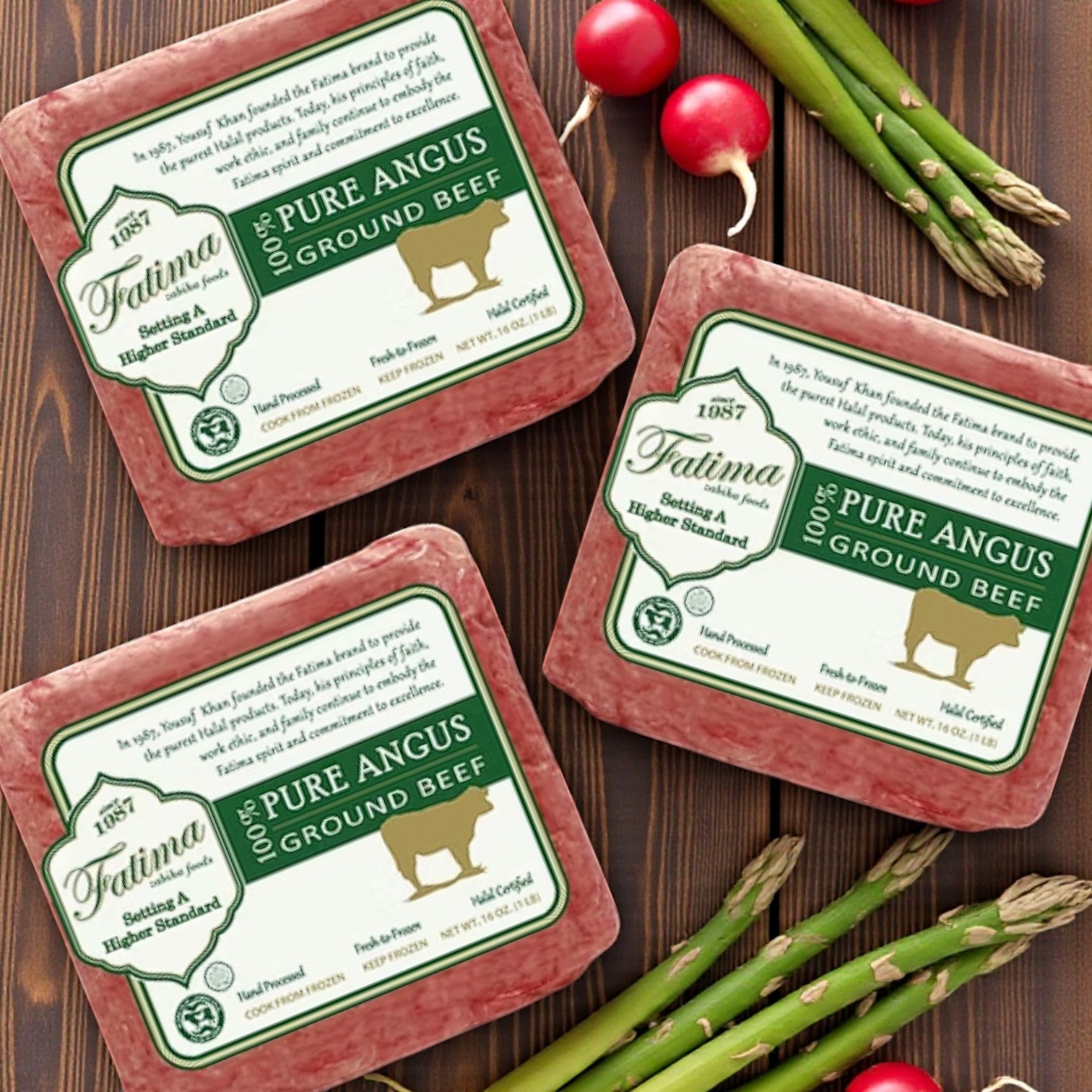 Fatima 100% Angus Ground Beef – Halal Certified, 16 oz (3 Pack)