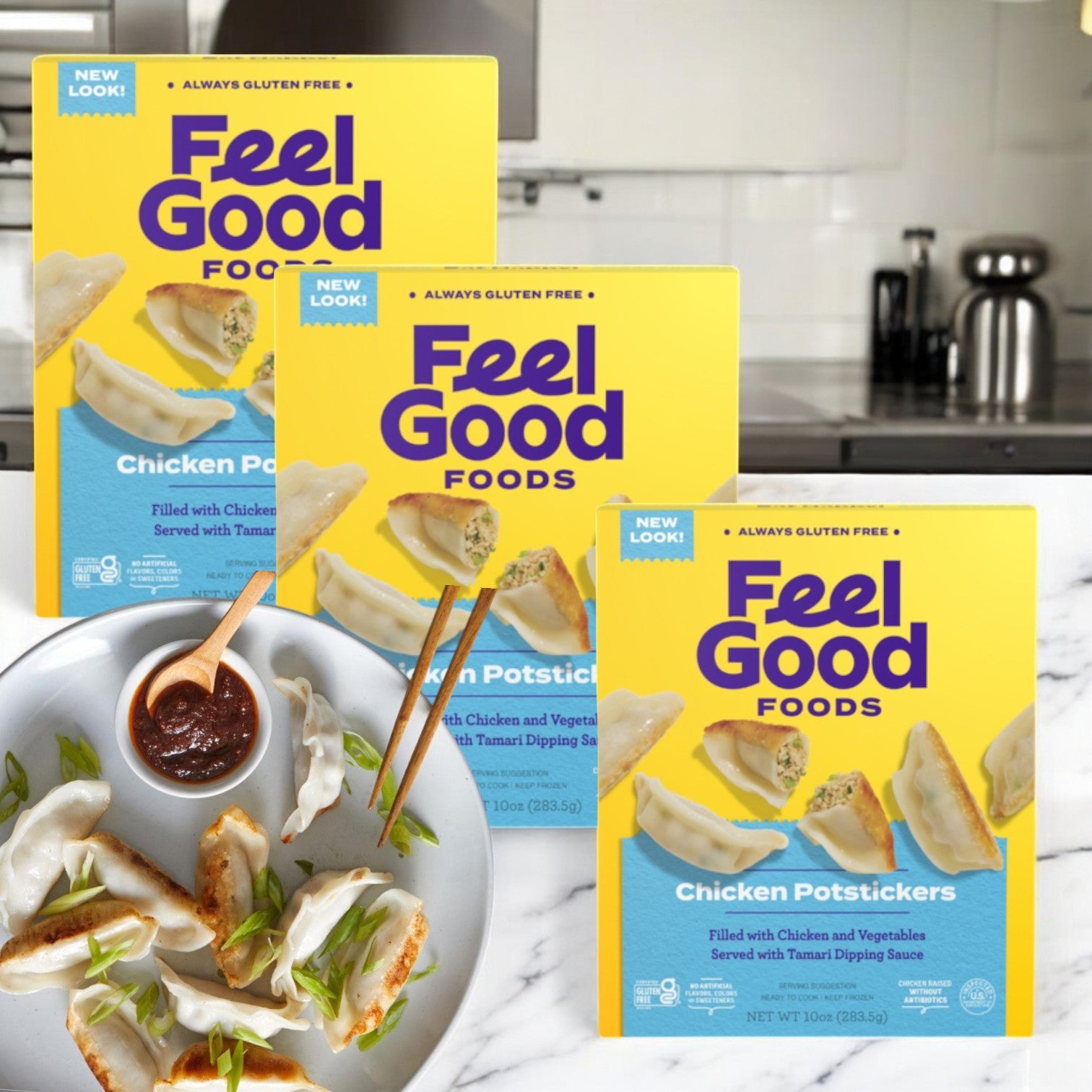 Feel Good Foods Gluten-Free Chicken Potstickers, 10 oz. - 3 Total Boxes