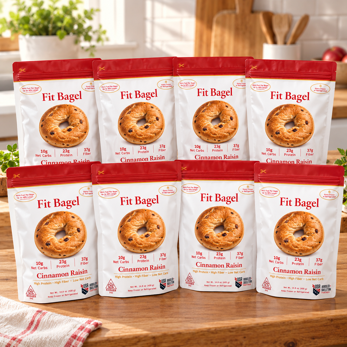 Cinnamon Raisin Fit Bagel — 8 Bags (32 Total Bagels)