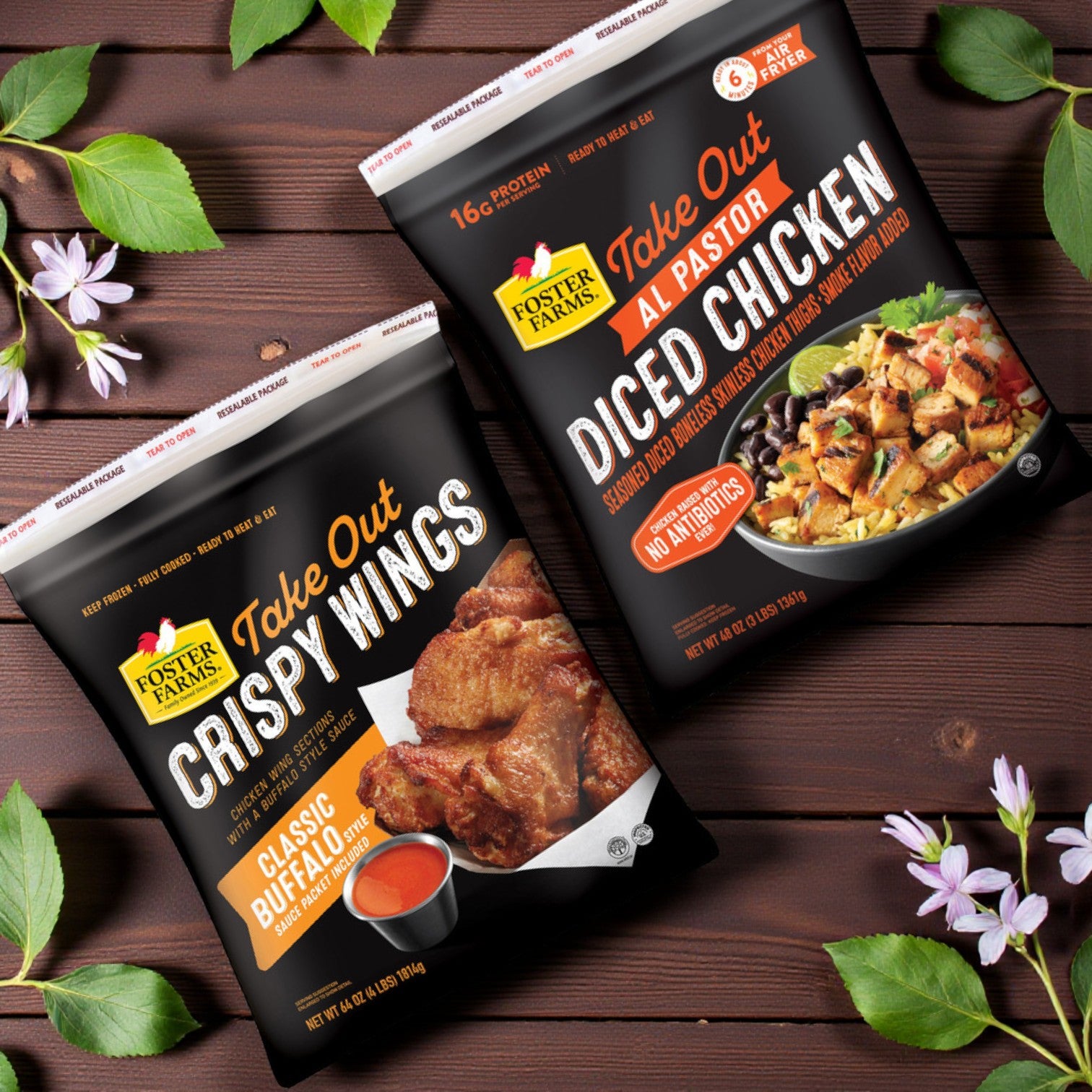 Foster Farms Take Out Crispy Chicken Wings &amp; Al Pastor Diced Chicken