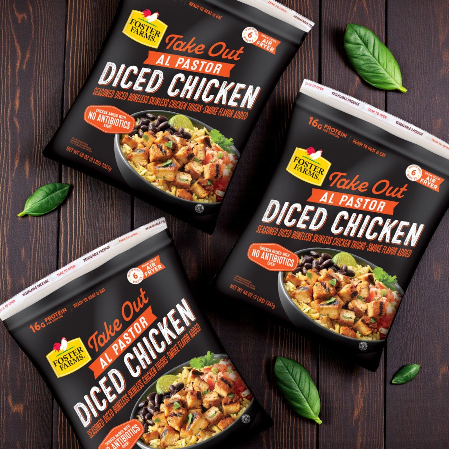 Foster Farms Take Out Al Pastor Diced Chicken – 3 lb (3-Pack)