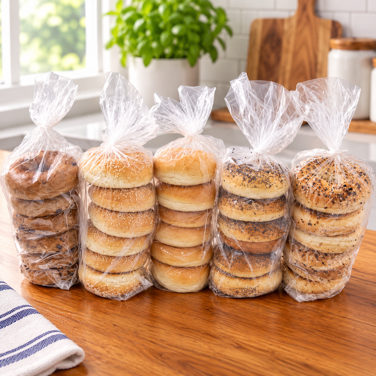 Baker's Source Classi – Assorted Sliced Bagels, 3 oz Each | 15 Packs × 6 Bagels - 1 case