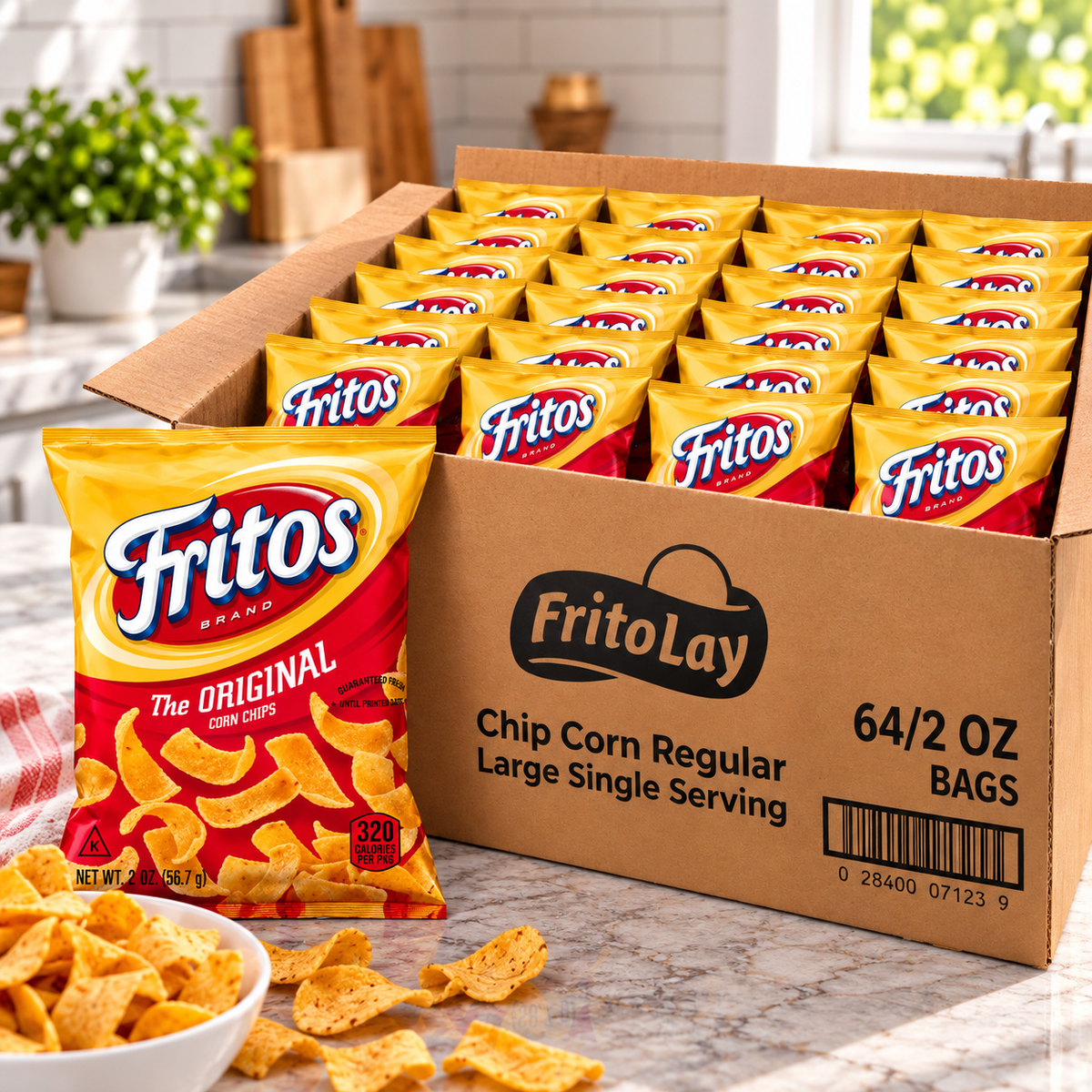 Frito-Lay Fritos Original Corn Chips – 64 × 2 oz Large Single-Serve Bags (1 case)