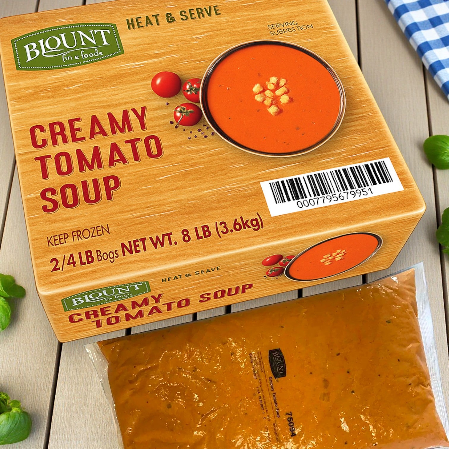 Blount Creamy Tomato Soup (Frozen)  Pack Size: 2/4 lb bags