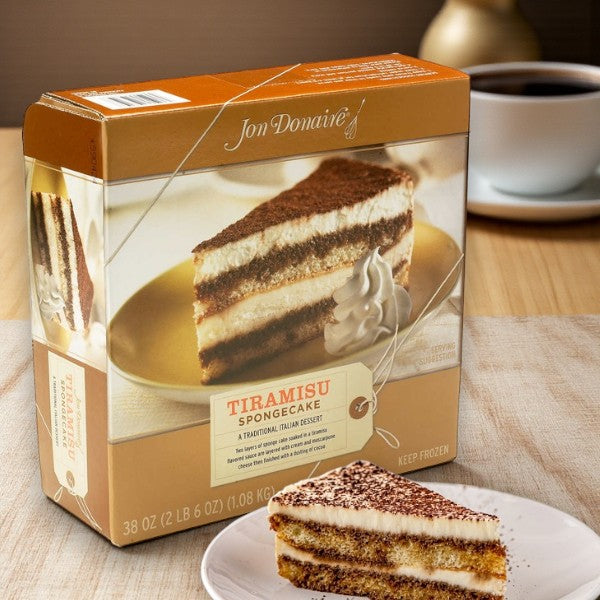 Jon Donaire Frozen Tiramisu Cake, 9" – 10 Pre-Sliced Servings (38 oz)