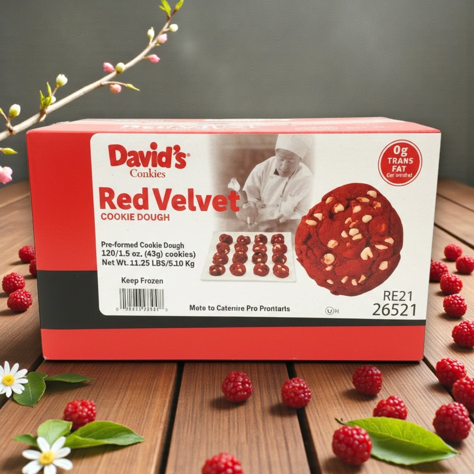 Frozen David’s Cookies – Red Velvet Decadent Cookie Dough, 1.5 oz Each (120 Count)