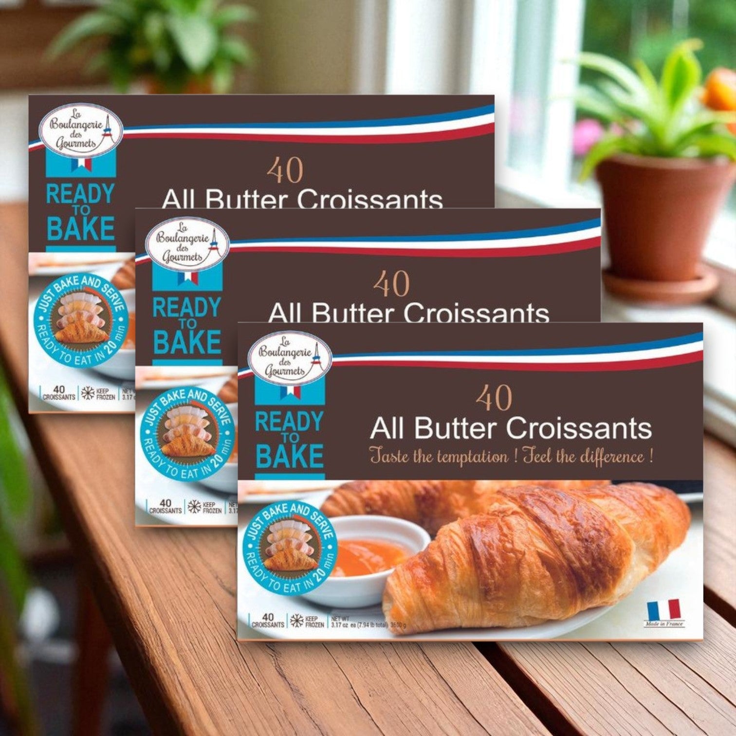 La Boulangerie des Gourmets Frozen All Butter Croissants – 40 Ct, 3 Pack