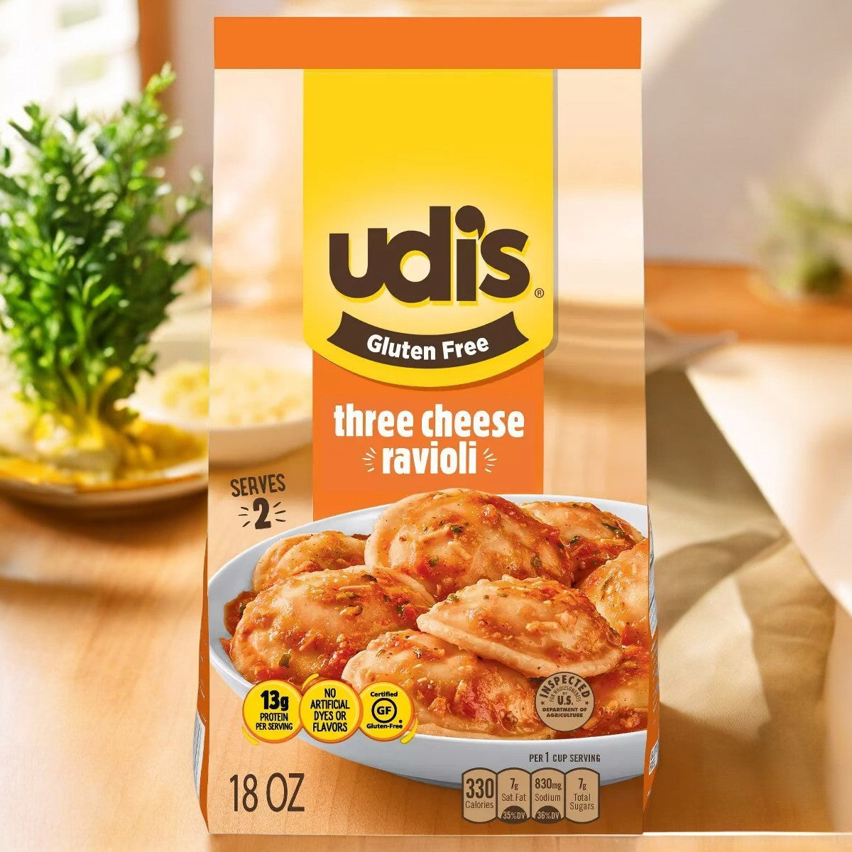 Udi's Gluten Free Three Cheese Ravioli- 1 Count