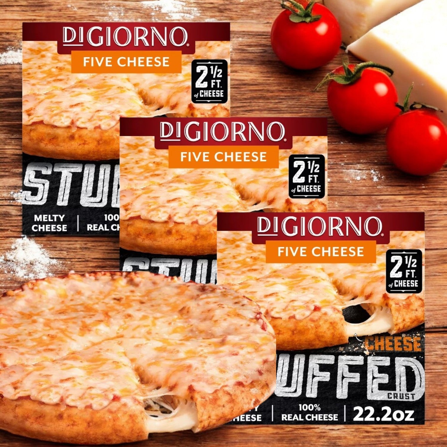 DiGiorno Five Cheese Frozen Pizza with Cheese Stuffed Crust – 3 Pack (22.2 oz each)