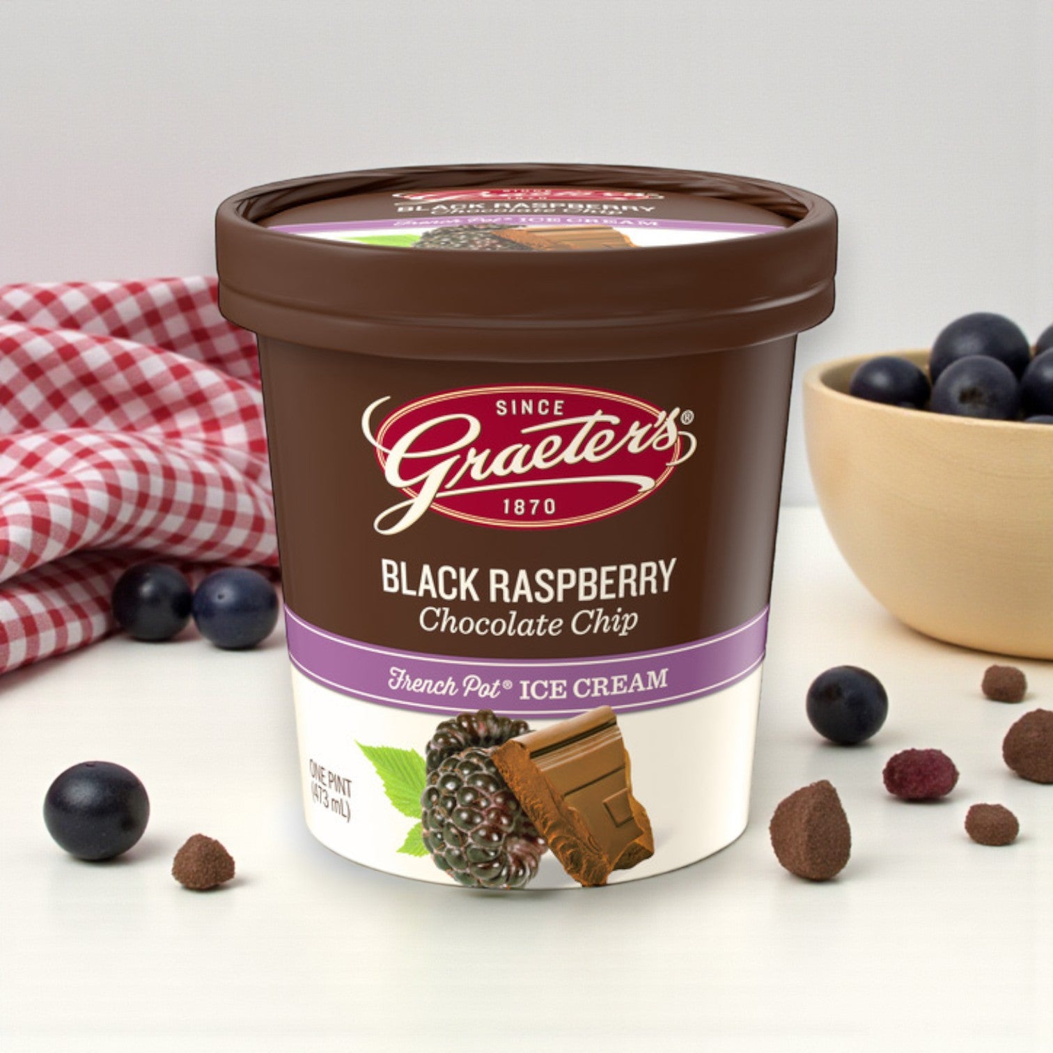Graeter’s Black Raspberry Chocolate Chip Ice Cream – 1 Pint