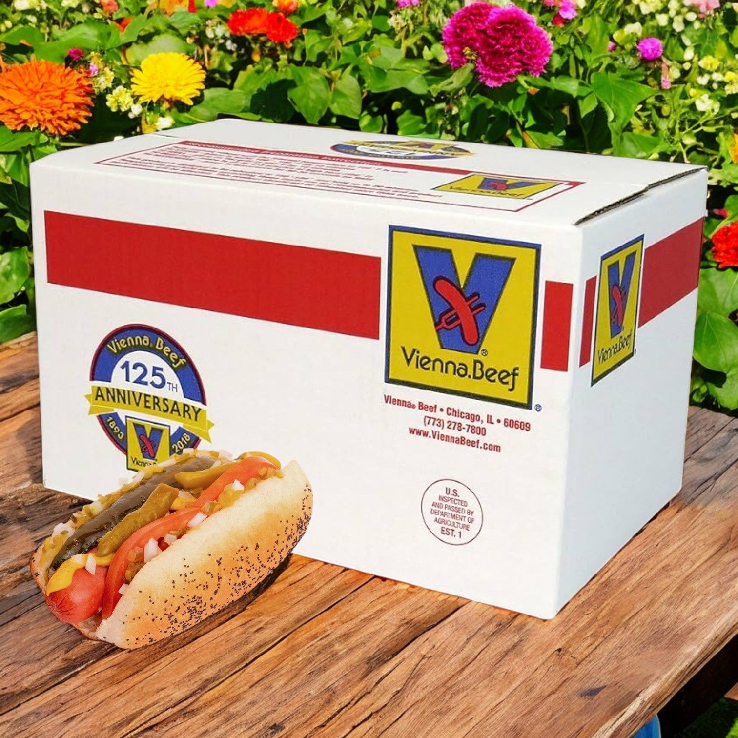 Vienna Beef, All-Beef 4:1 Hot Dog, 7" Skinless Smoked, Cooked, Gas Flushed, 10 lbs