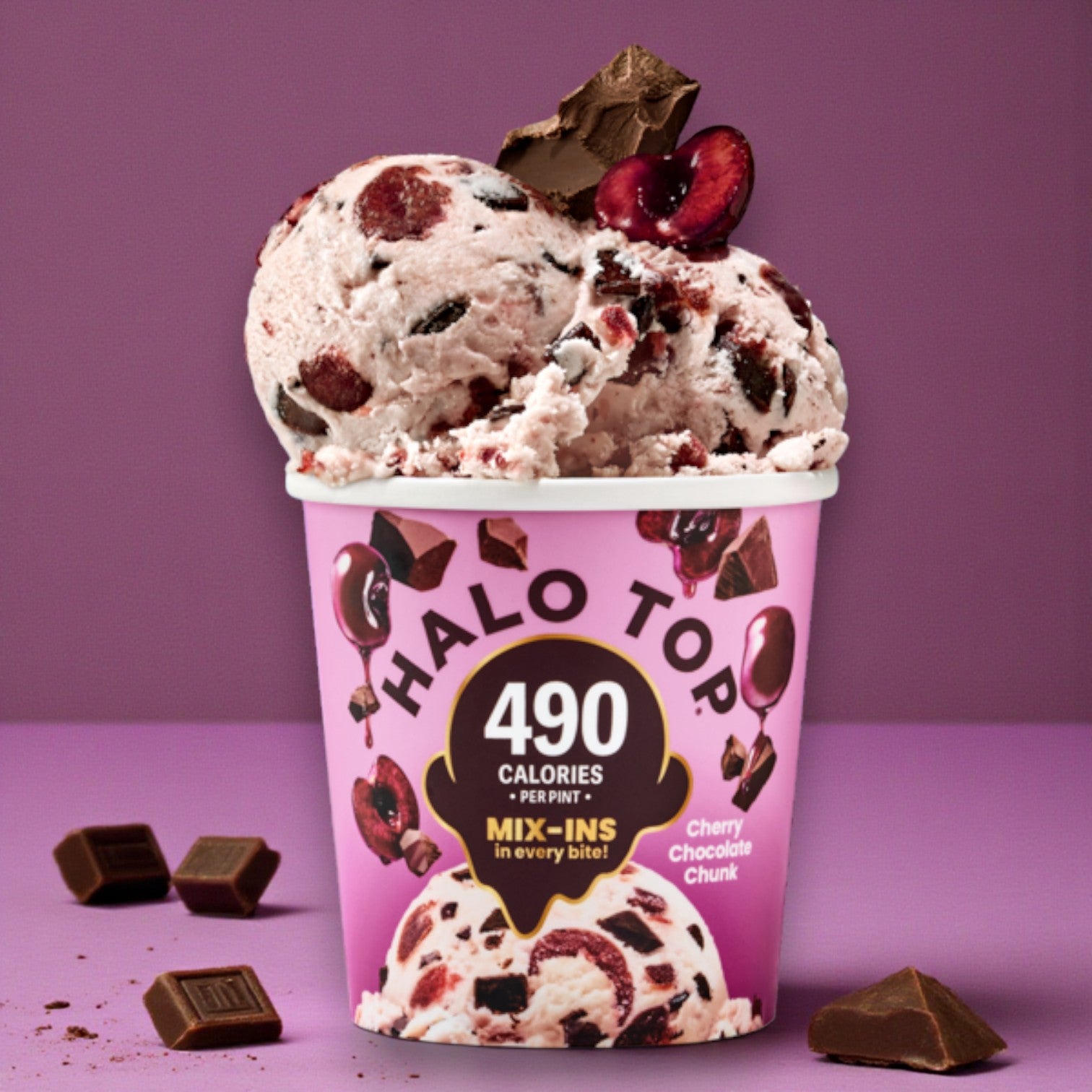 Halo Top Cherry Chocolate Chunk Light Ice Cream Pint – 3-Pack