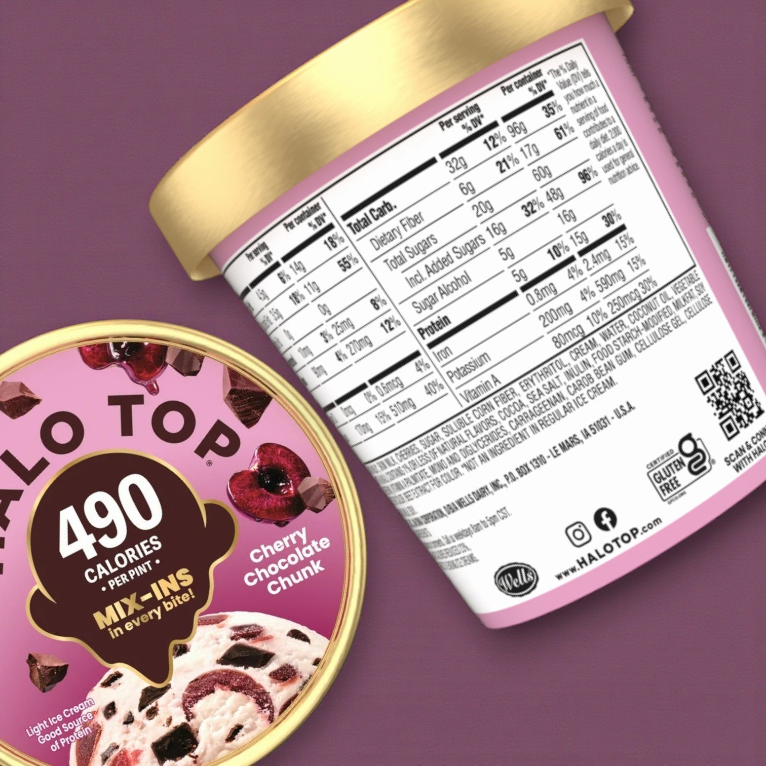 Halo Top Cherry Chocolate Chunk Light Ice Cream – Pint