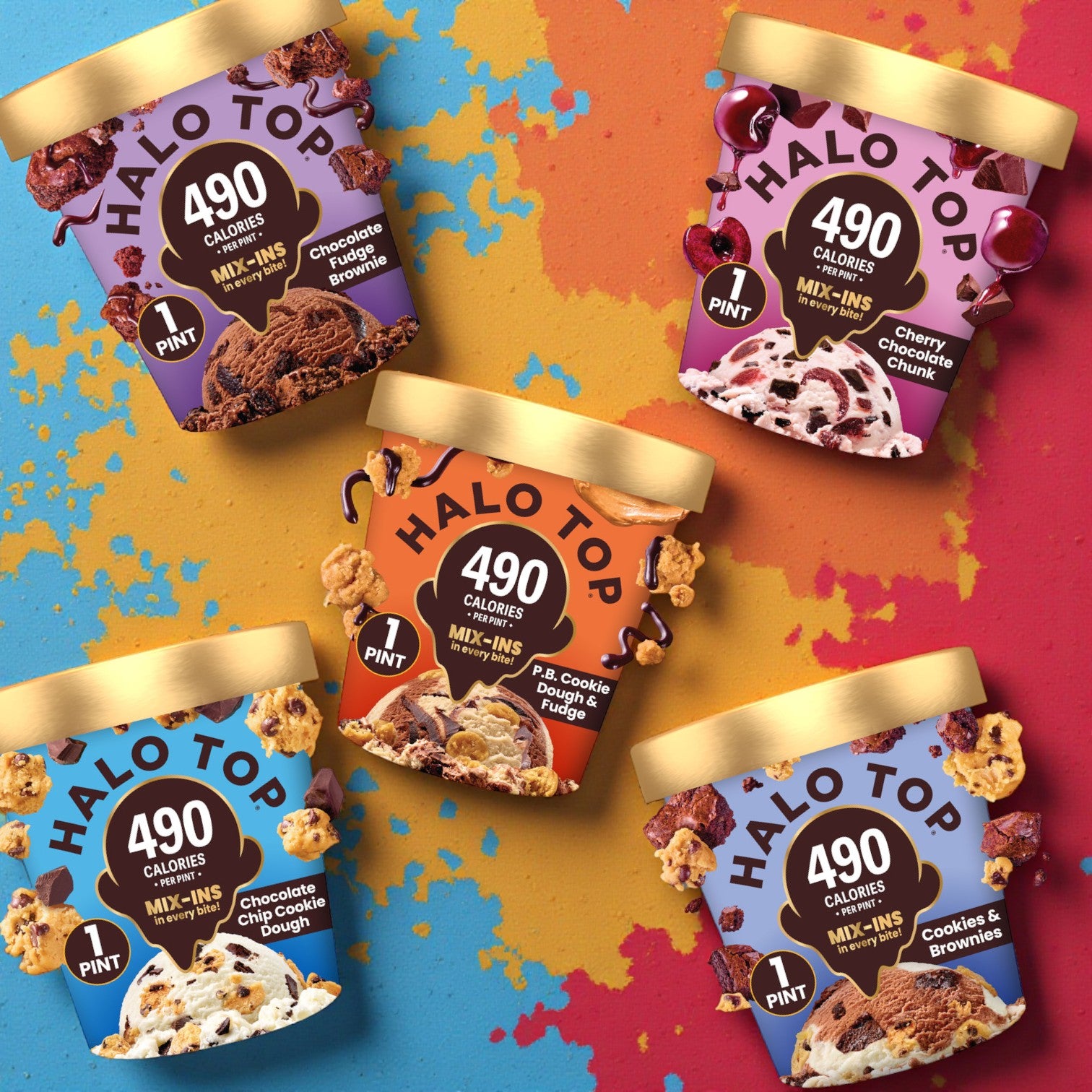 Halo Top Light Ice Cream Variety Pack – 5 Flavor Assortment (Pints)