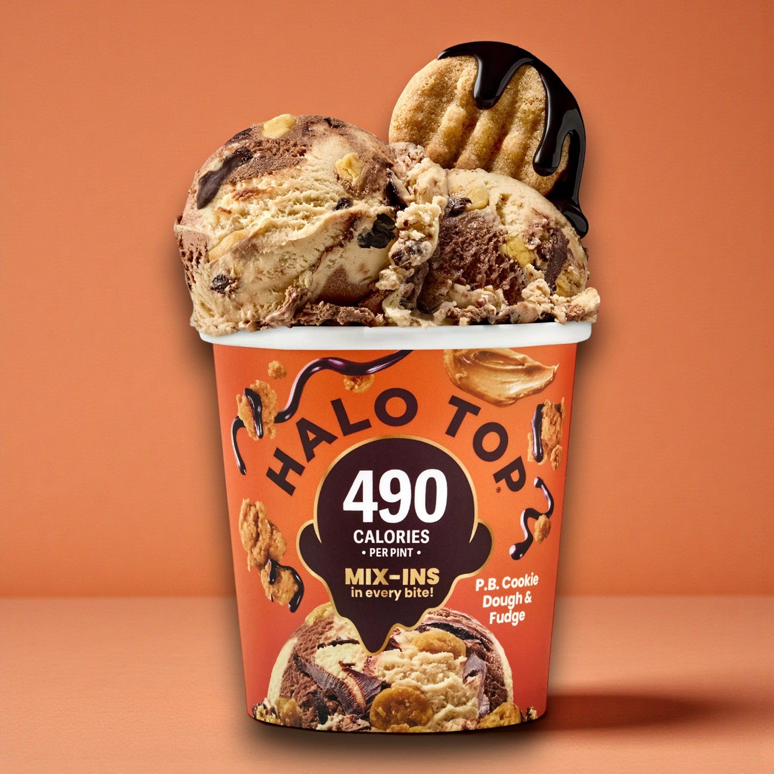 Halo Top Peanut Butter Cookie Dough & Fudge Light Ice Cream – 16 fl oz