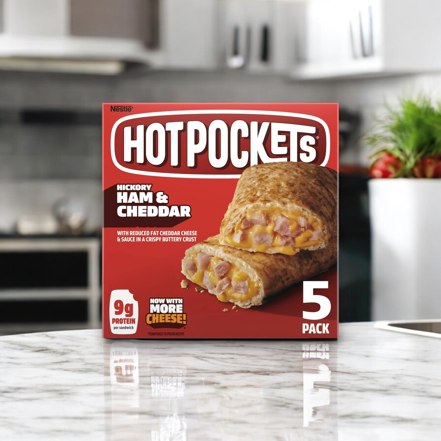 Hot Pockets Frozen Snacks, Hickory Ham and Cheddar Cheese, 22.5 oz. - 1 Count