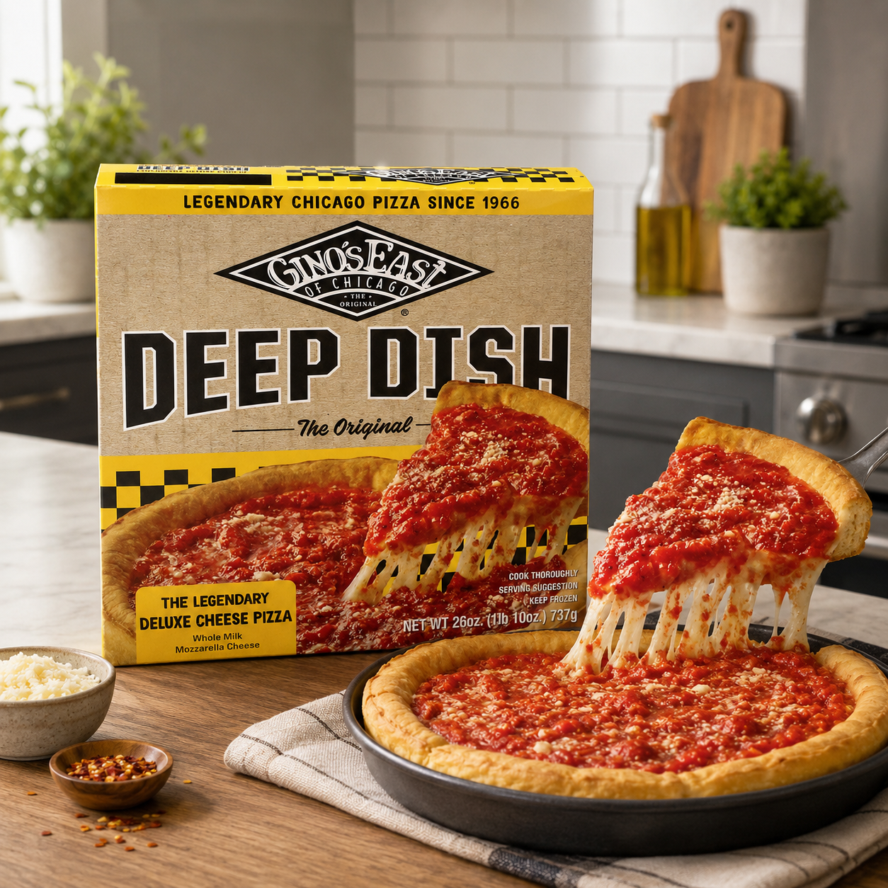 Gino's East Deep Dish Deluxe Cheese Pizza, 26 oz, 1 Count