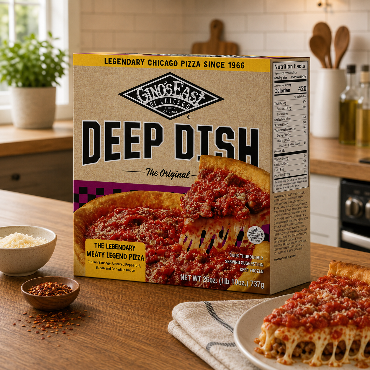 Gino's East Deep Dish Meaty Legend Pizza, 26 oz, 3 Count