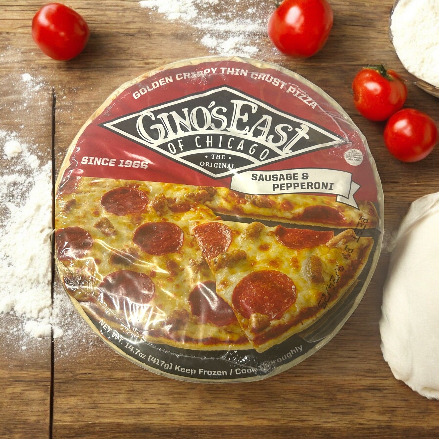 Gino's East of Chicago Sausage & Pepperoni Deep Dish Pizza – 3 Pack (14.7 oz Each, Total 50.1 oz)