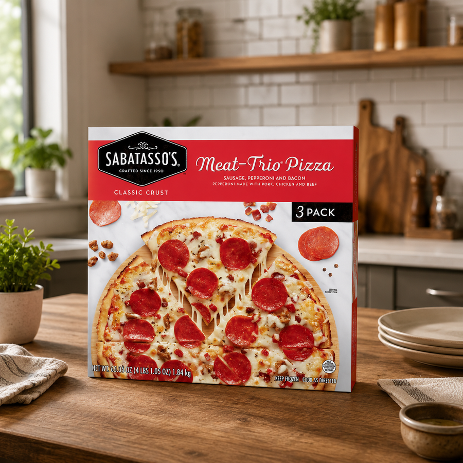Sabatasso's Meat-Trio Pizza – Loaded Frozen Pizza (21.68 oz, 1 Count) 65.05 oz.