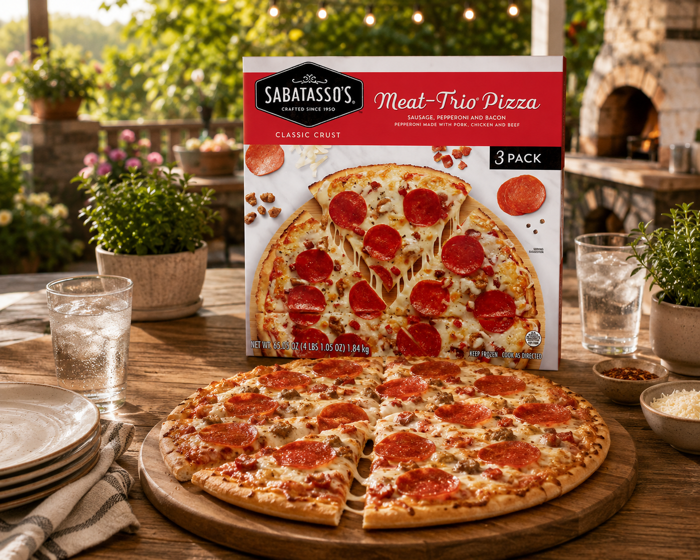 Sabatasso's Meat-Trio Pizza – Loaded Frozen Pizza (21.68 oz, 1 Count) 65.05 oz.