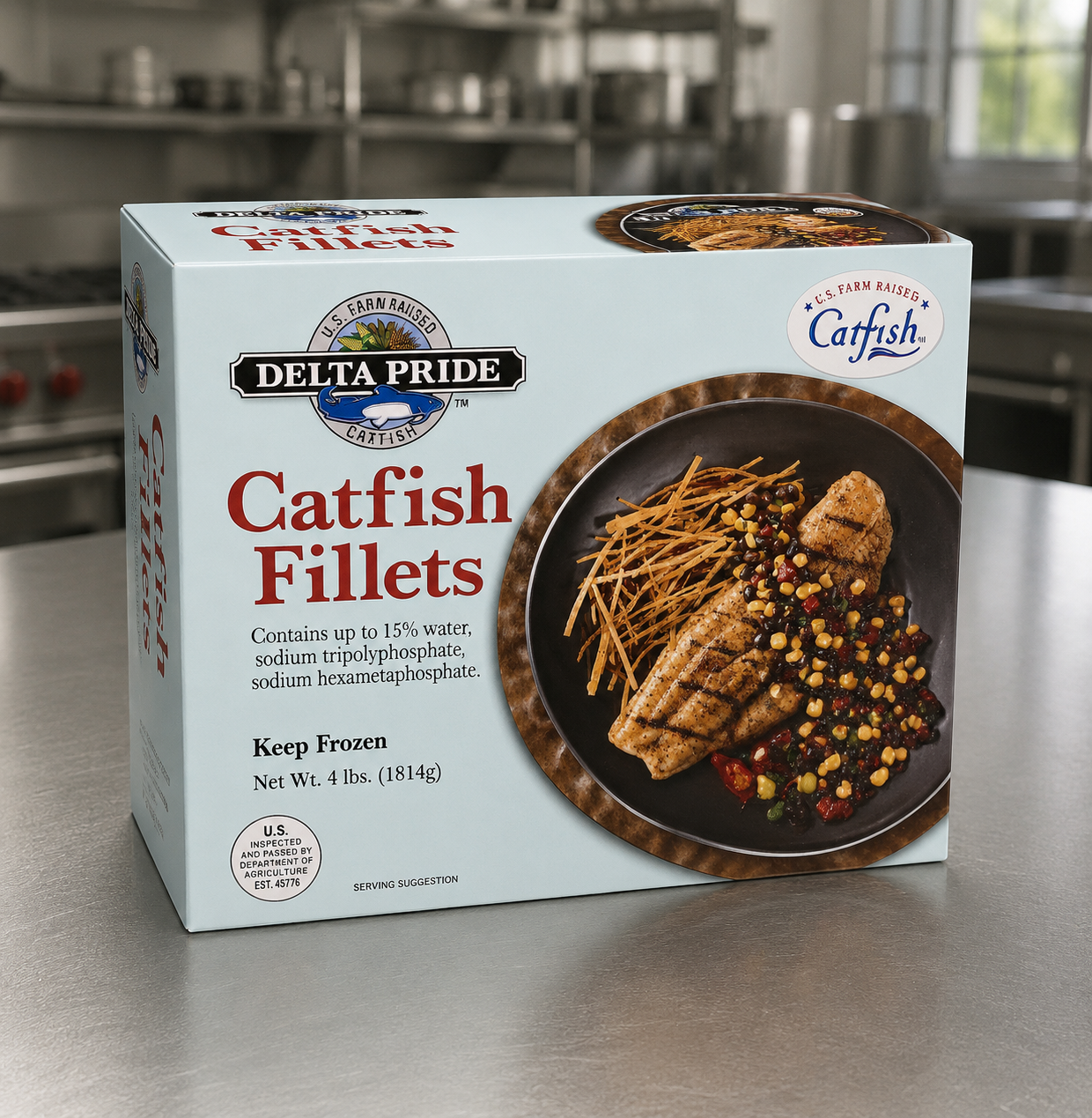 IQF Catfish Fillet – Premium Frozen Catfish Portions ( 10 Fillets, 3–6 oz Each, 1 Pack 4 lb box)
