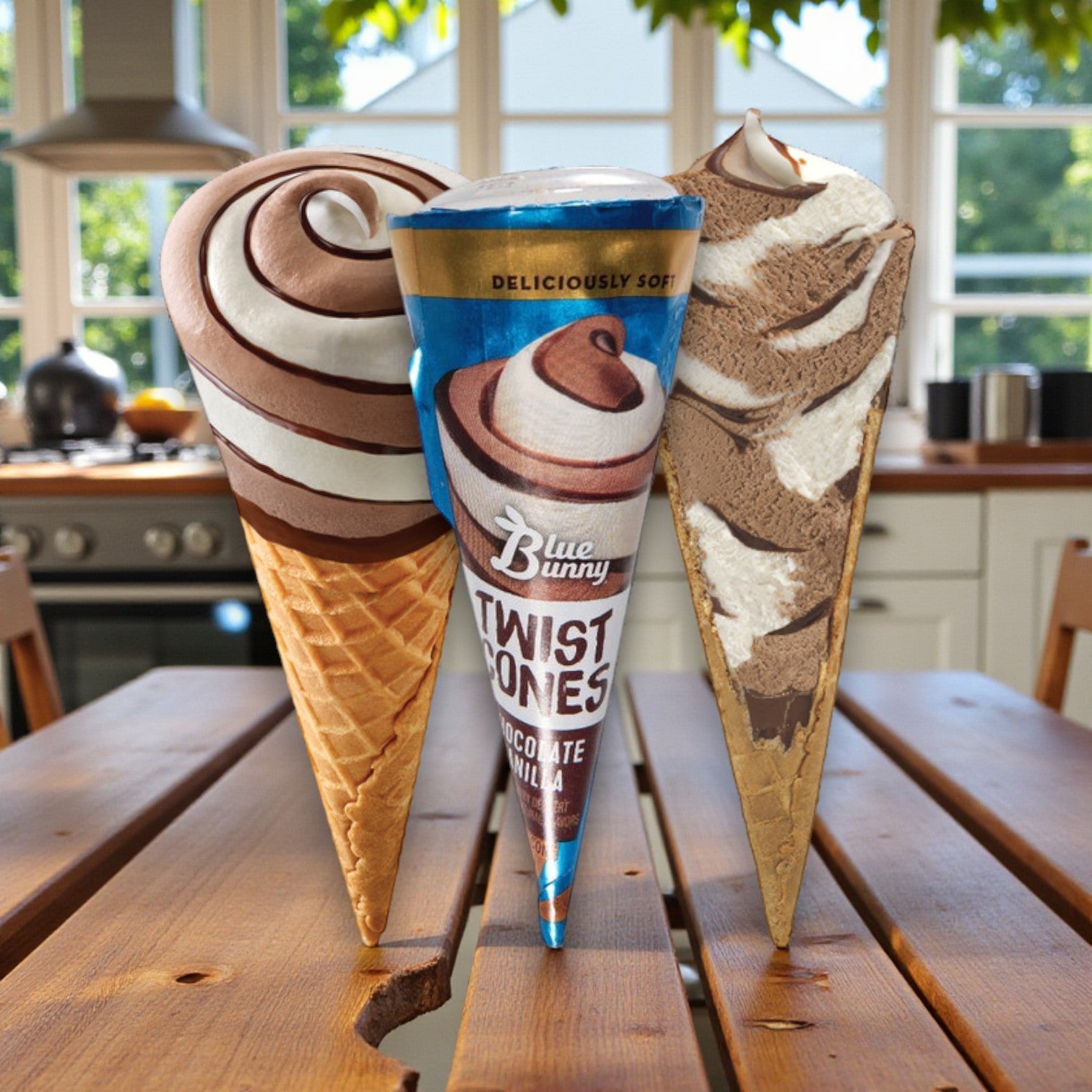 Blue Bunny Chocolate Vanilla Twist Ice Cream Cones – 24 Count (4.5 oz each)