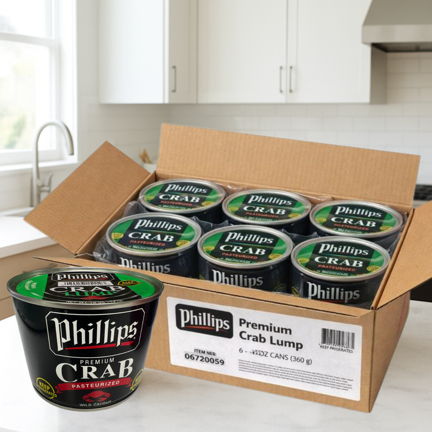 Phillips Crab Lump – Pasteurized, Wild-Caught (16 oz) – 6 Pack
