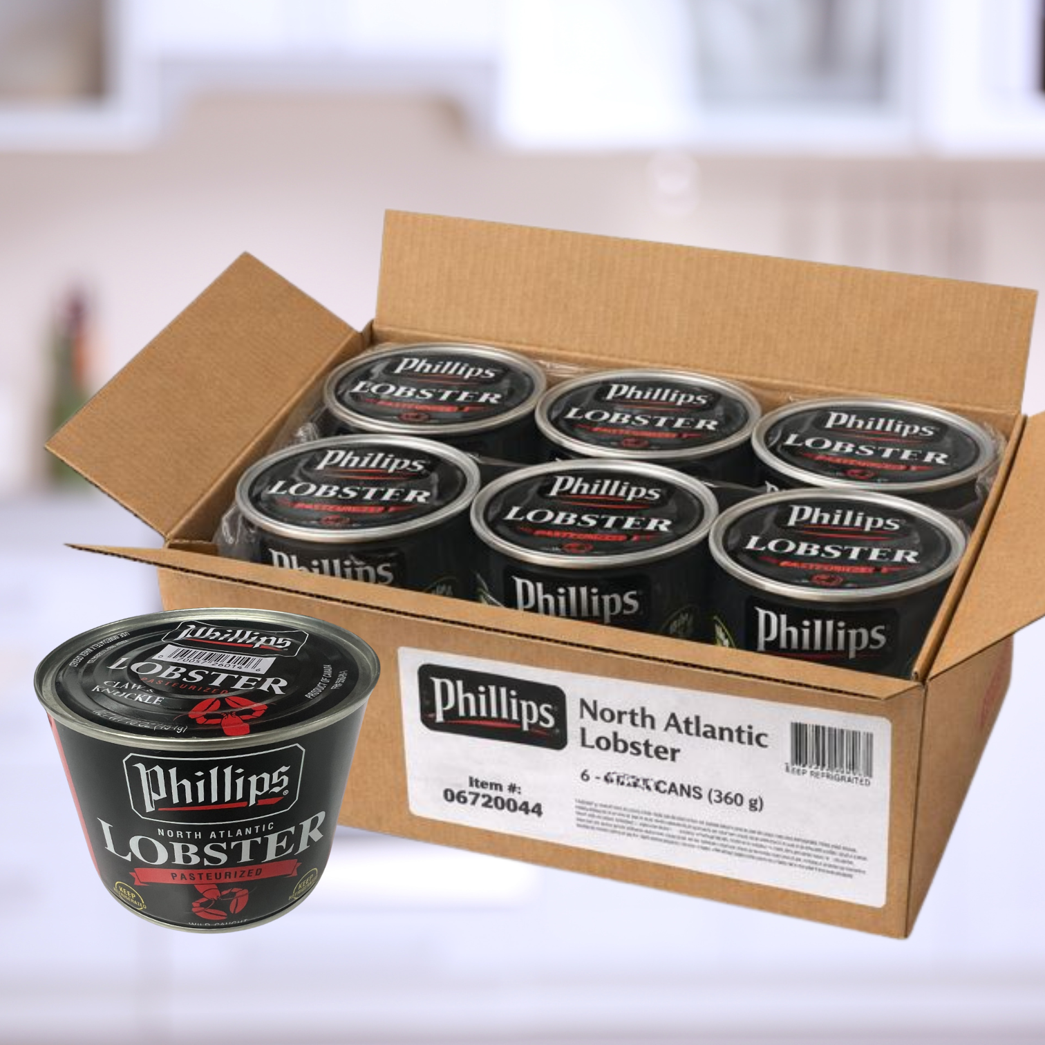 Phillips North Atlantic Lobster Knuckle Meat – Pasteurized, Wild-Caught (16 oz Can) – 6 Pack