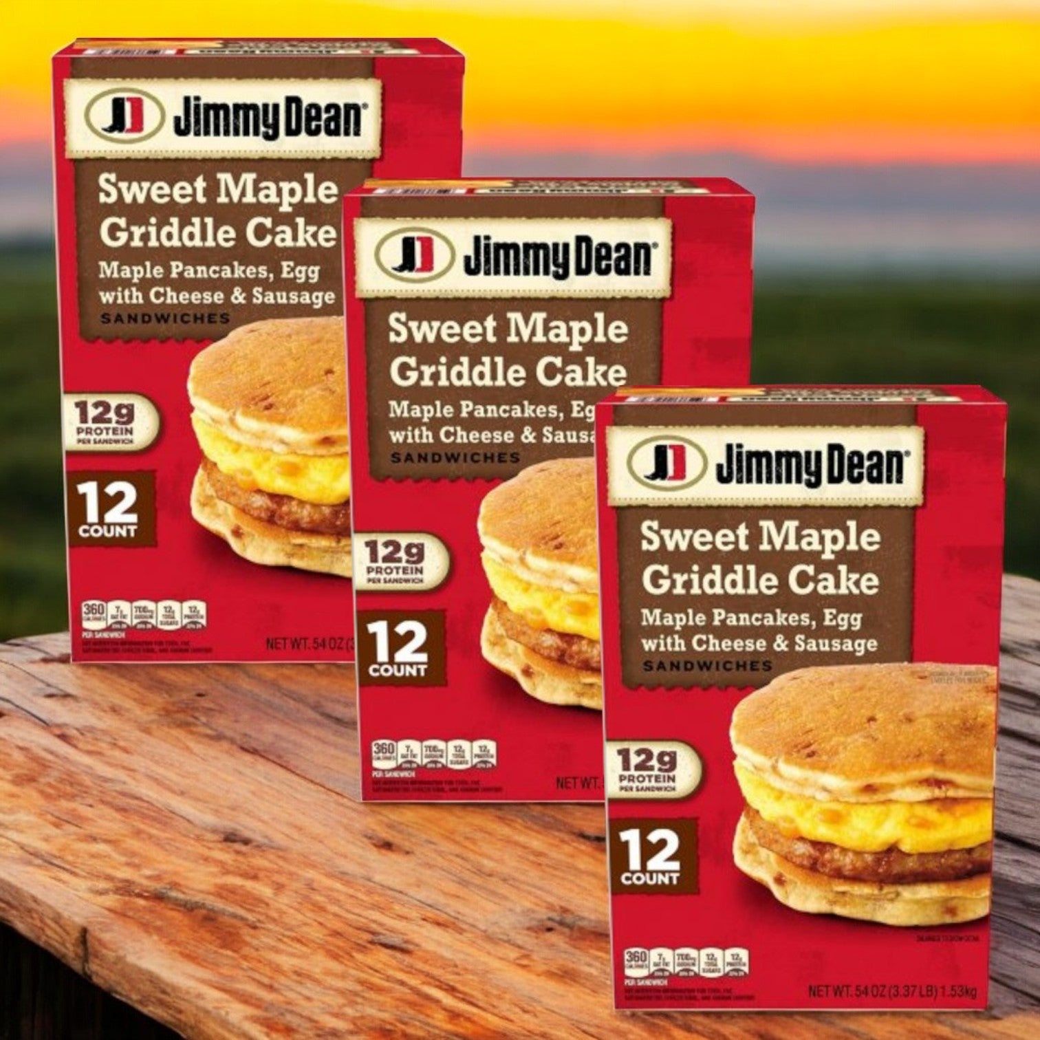 Jimmy Dean Sweet Maple Griddle Cake Breakfast Sandwich, Frozen, 12 ct. - 3 Pack