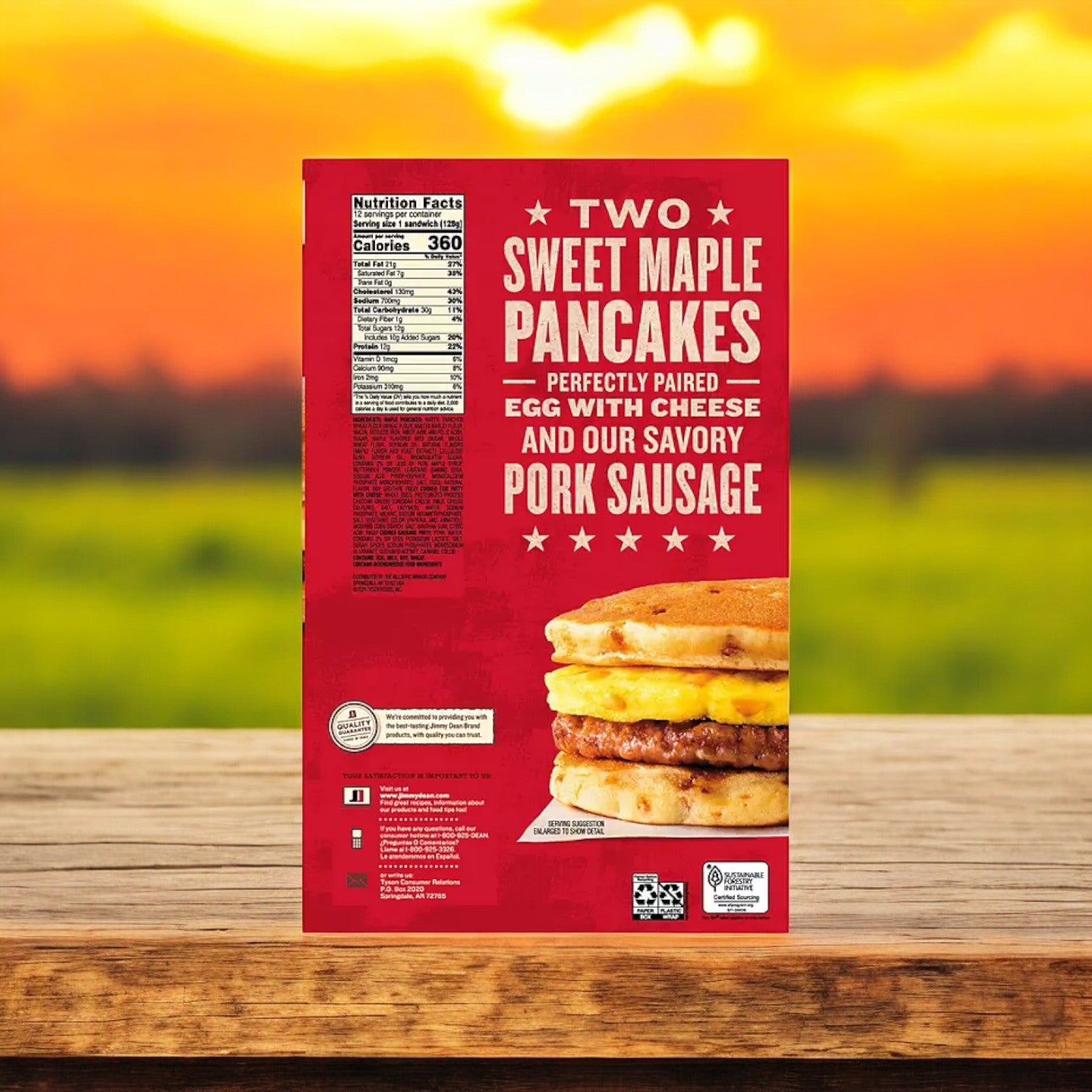 Jimmy Dean Sweet Maple Griddle Cake Breakfast Sandwich, Frozen, 12 ct. - 1 Pack