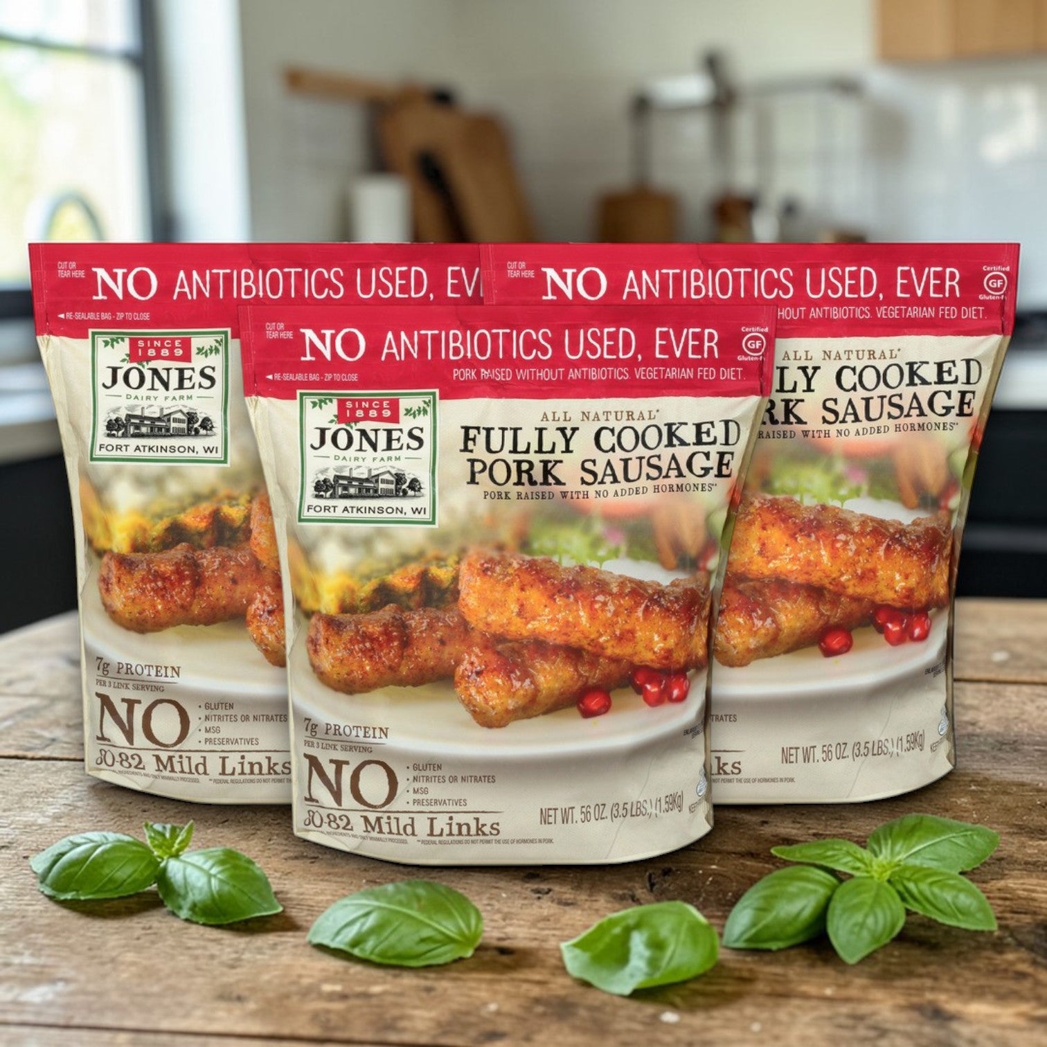 Jones Dairy Farm Fully Cooked Pork Sausage – 3 Pack Family Size (56 oz Each)