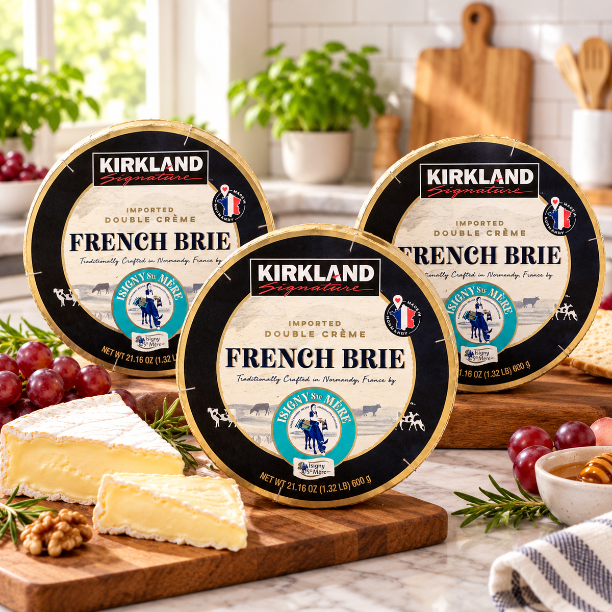 Kirkland Signature Imported French Brie – 21.16 oz (3 Count Bundle)