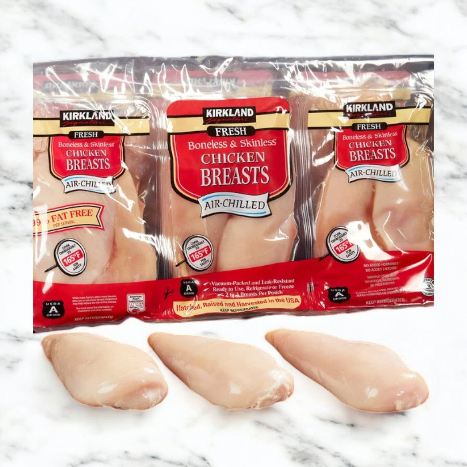 Kirkland Signature "Air-Chilled" Fresh Boneless Skinless Chicken Breasts - 1 Pack