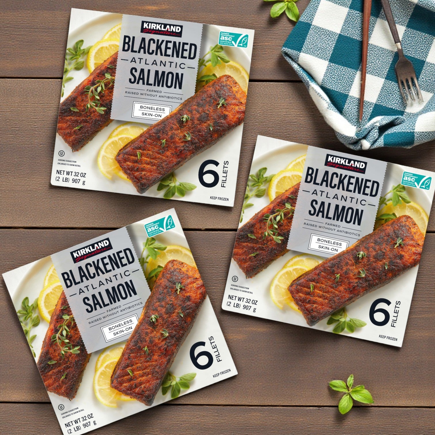 Kirkland Signature Atlantic Blackened Salmon – 6-Count (3-Pack Bundle)