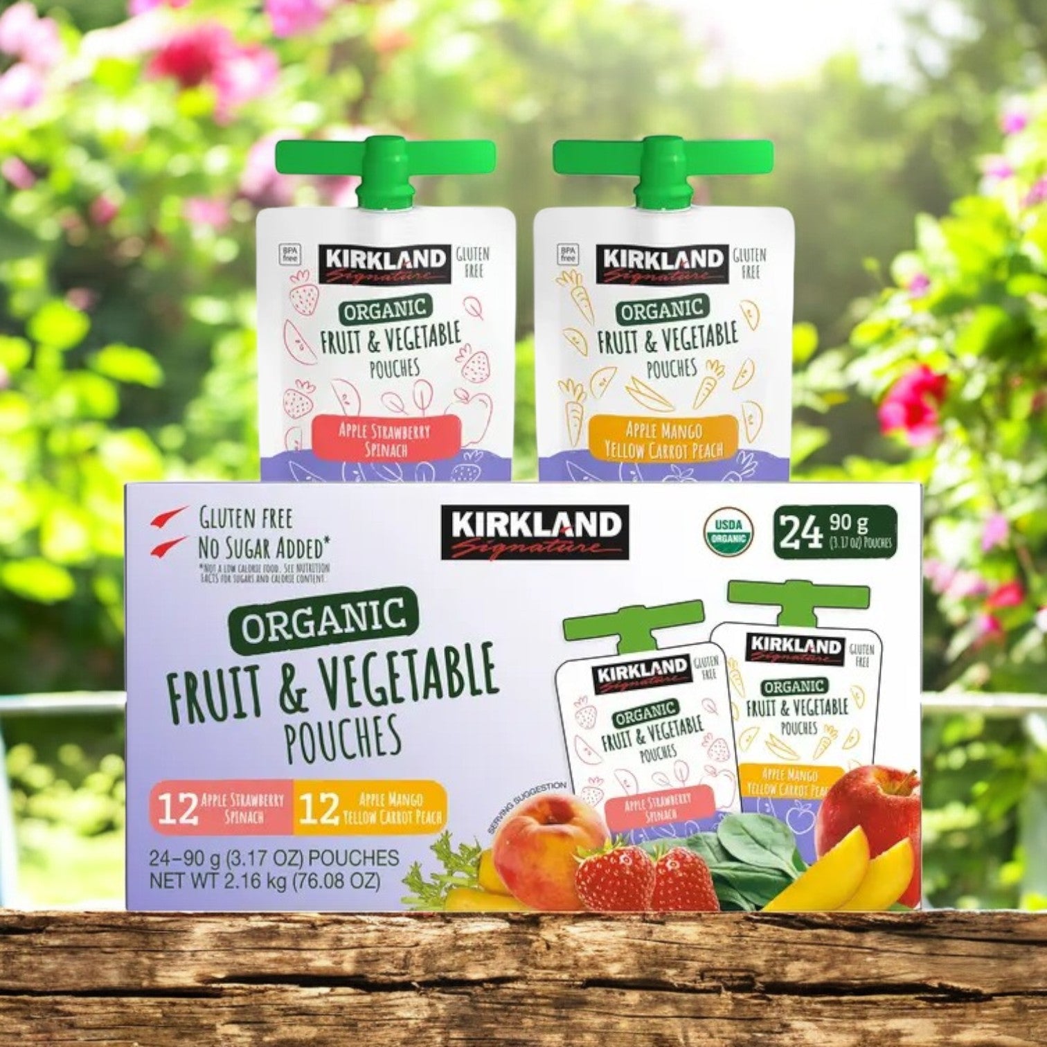 Kirkland Signature Organic Fruit and Vegetable Pouches Variety Pack, 3.17 oz, 24-Count - 3 Packs