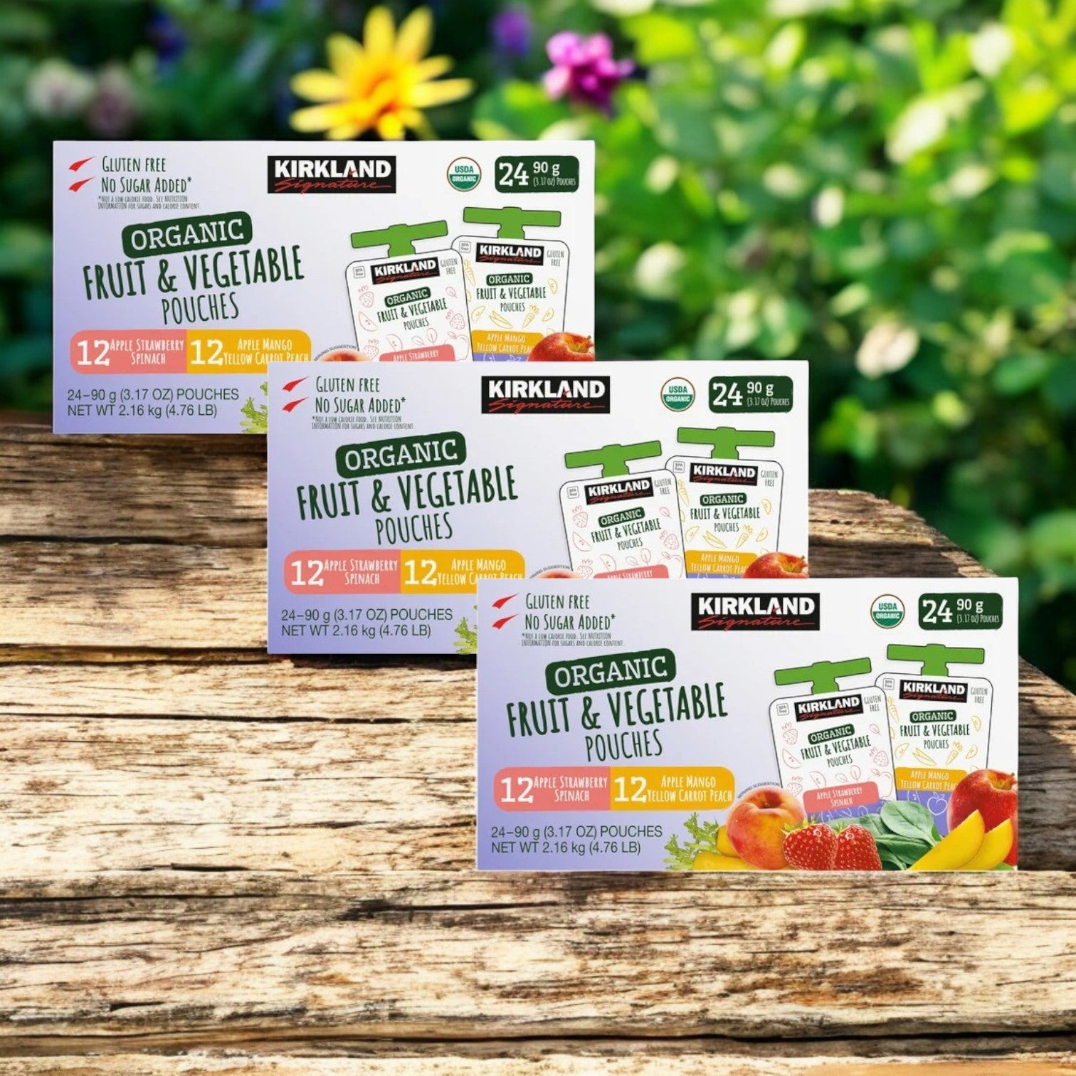 Kirkland Signature Organic Fruit and Vegetable Pouches Variety Pack, 3.17 oz, 24-Count - 3 Packs