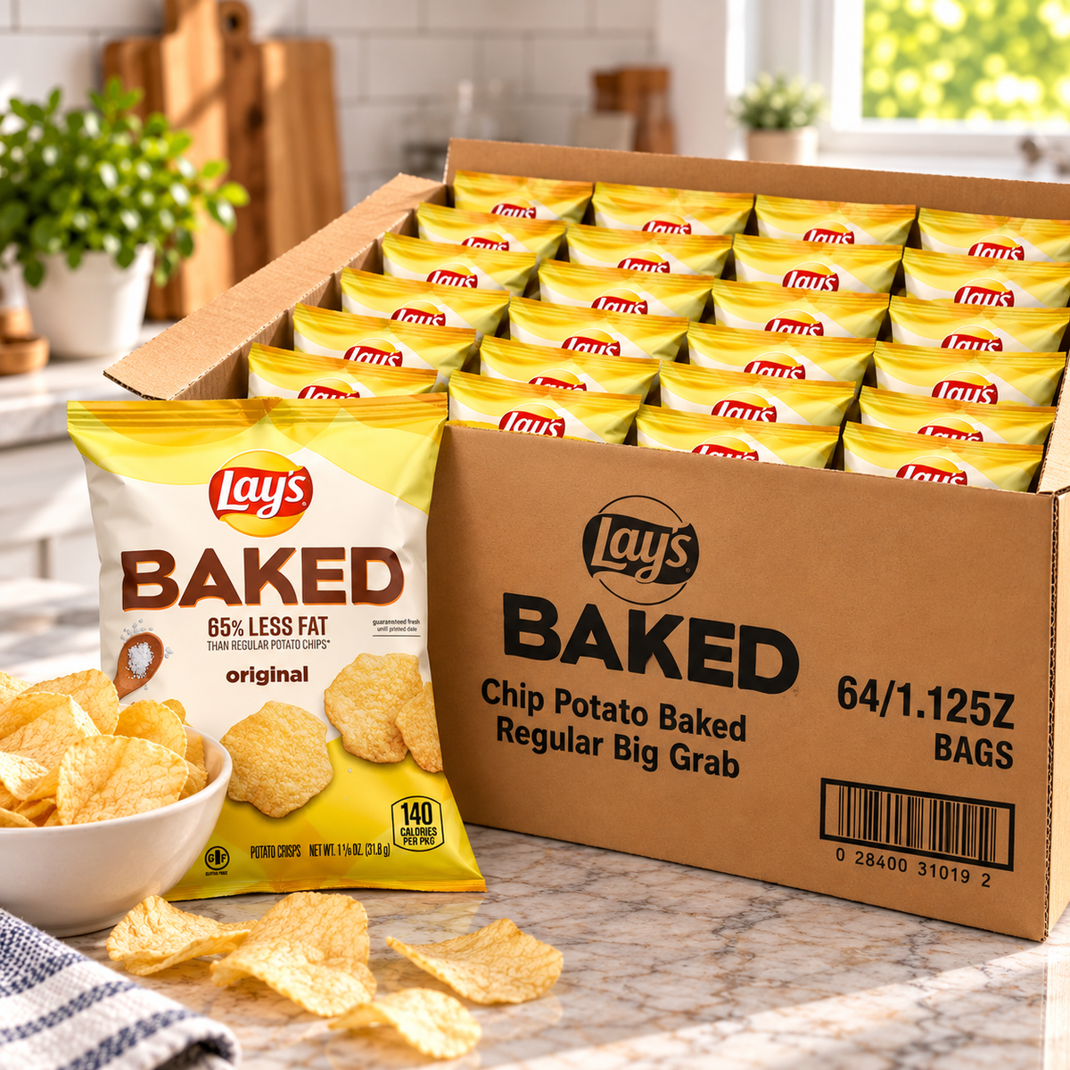 Lay's Baked Original Potato Crisps – 64 × 1.125 oz Big Grab Bags