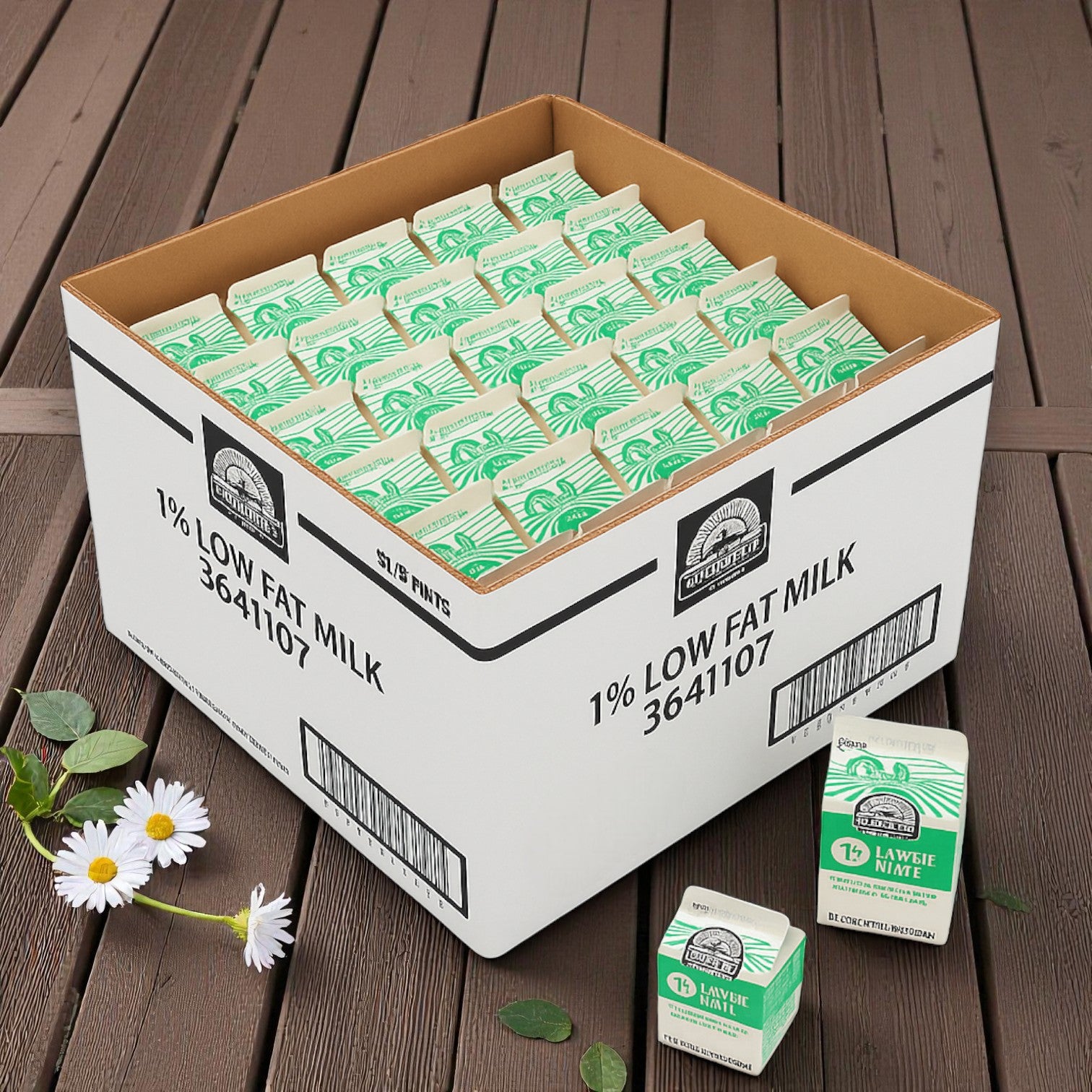 Wholesome Farms Classic 1% Low-Fat Milk – 0.5 Pint Cartons, 50 Count