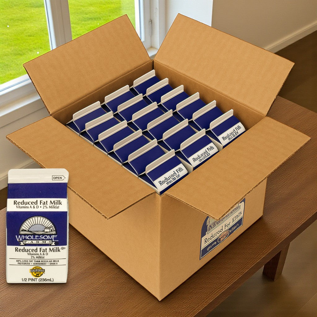 Wholesome Farms Classic Milk – 2% Reduced Fat, 50 Count (Half-Pint Cartons)