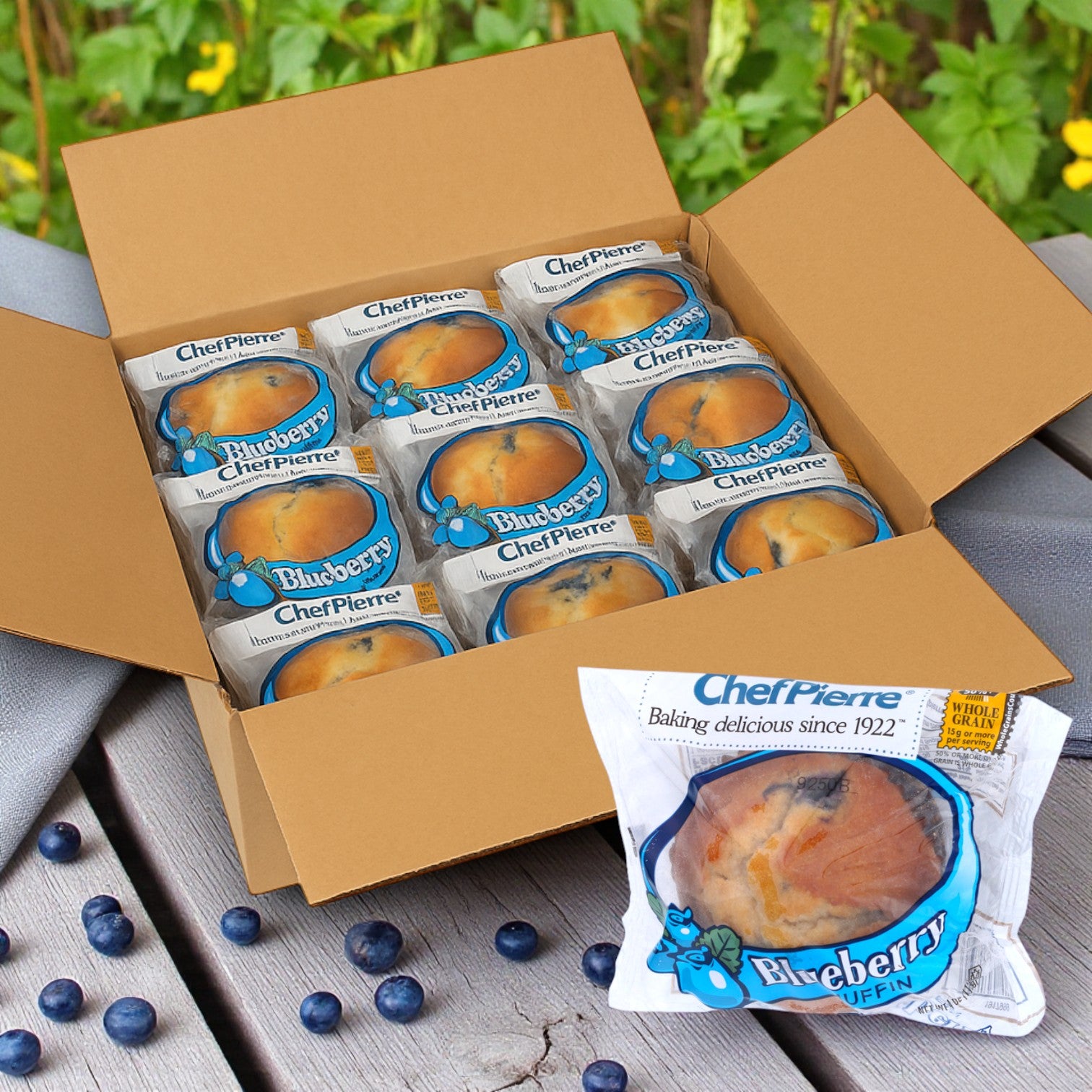 Chef Pierre Whole Grain Blueberry Muffins – 24 Count / 4 oz Each