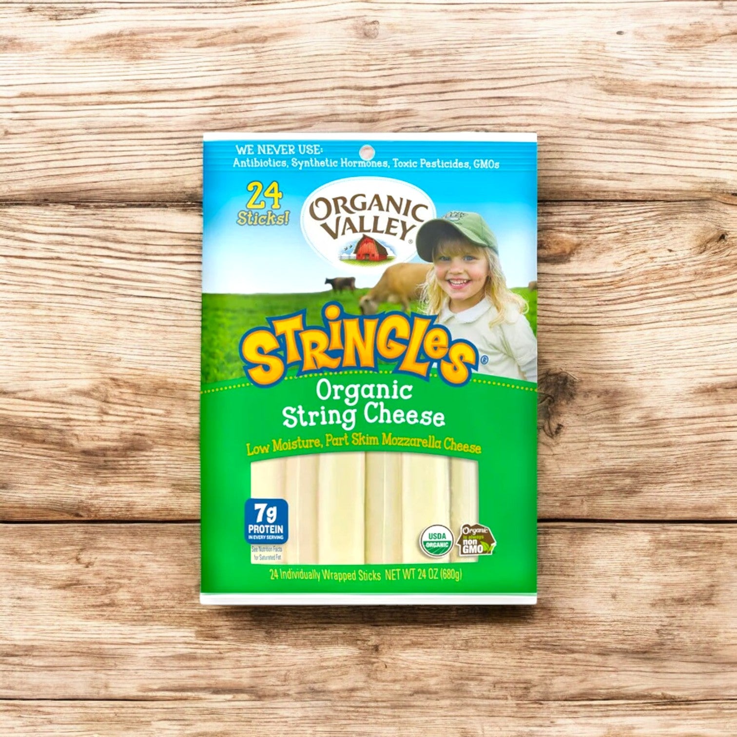 Enjoy a case of Organic Valley Stringles Organic String Cheese, containing 120 count spread across 5 bags. Each pack of low moisture, part-skim mozzarella cheese sticks boasts no artificial additives and features an impressive 7g protein per stick.