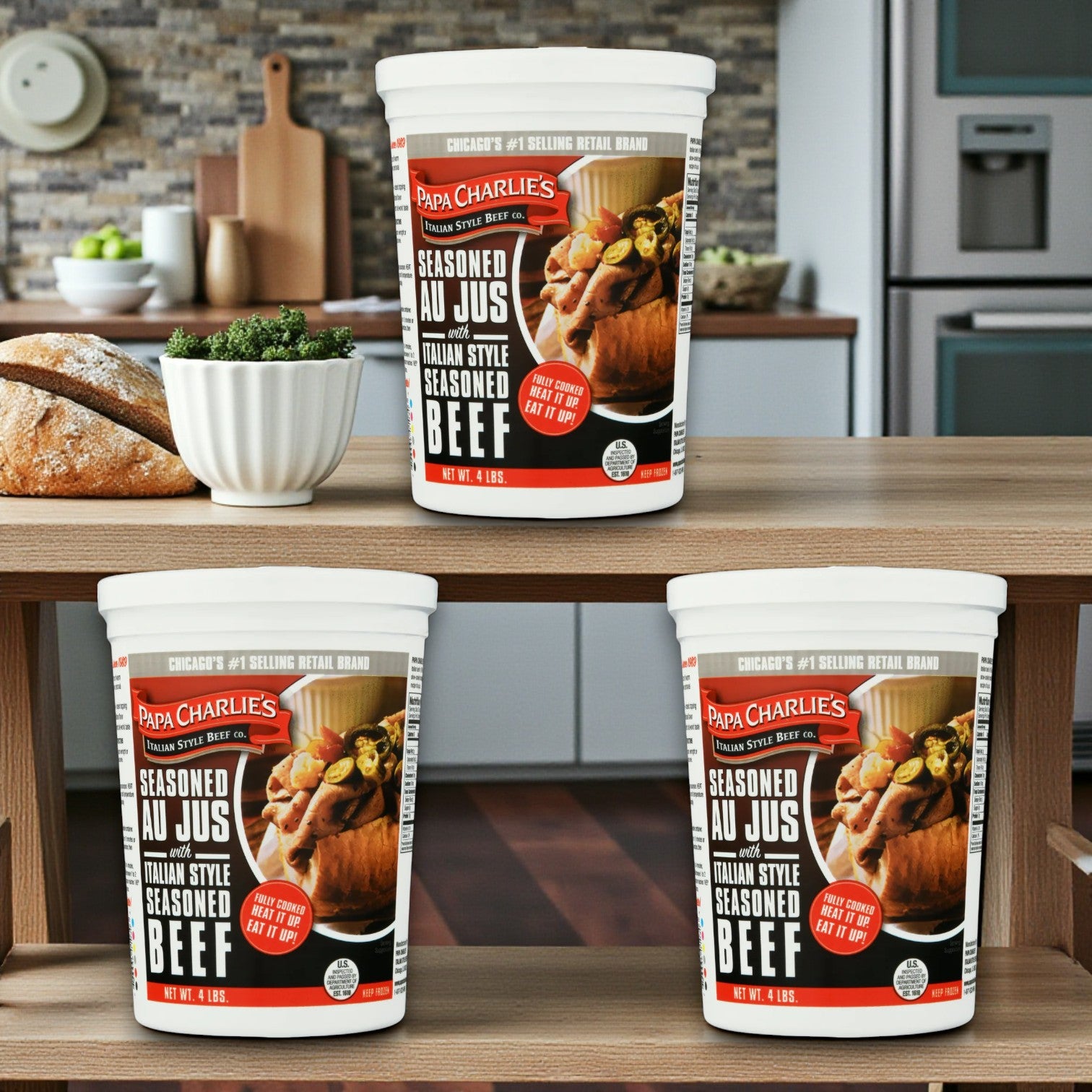 Papa Charlie’s Italian Beef – 3 Count (4 lbs Each)