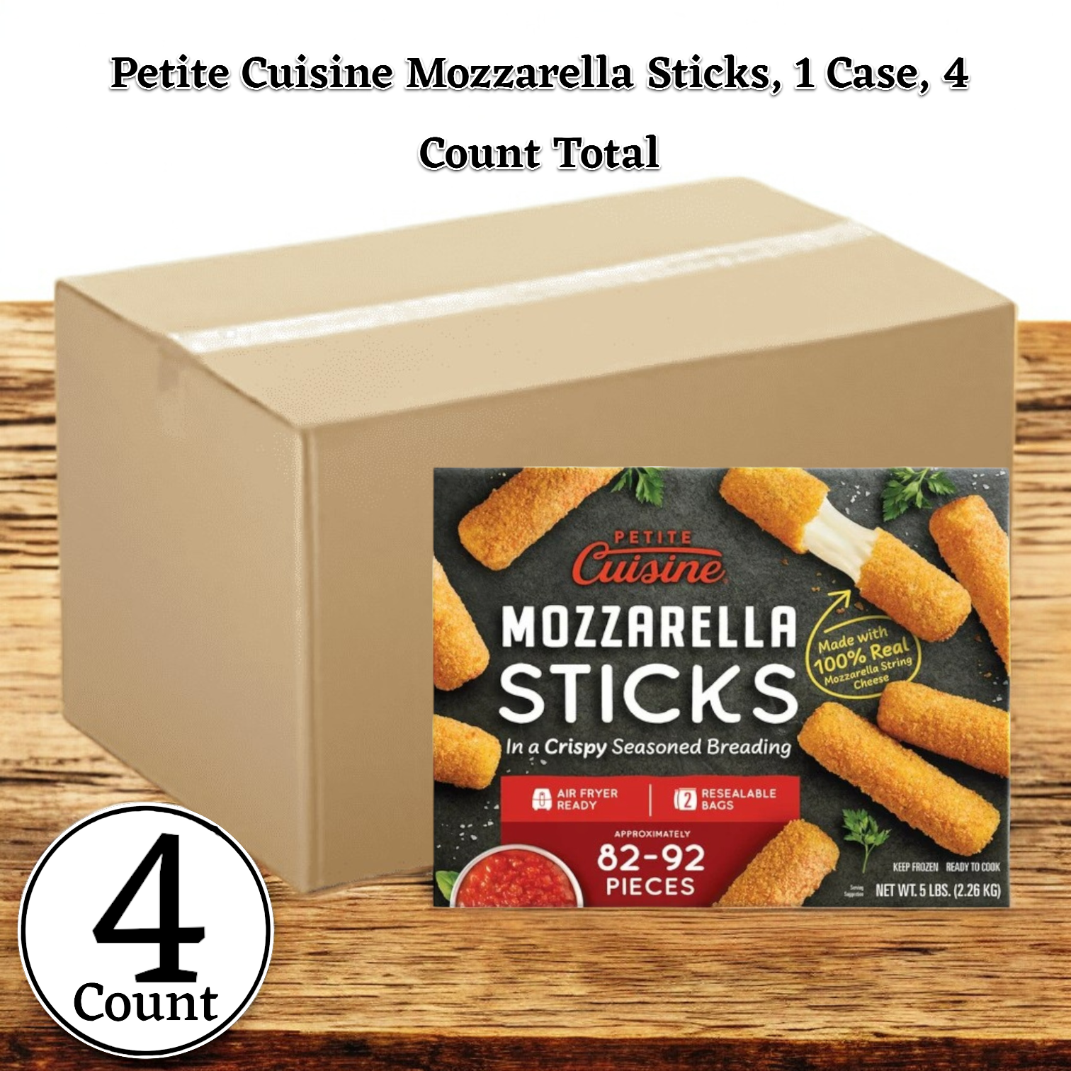 Petite Cuisine Mozzarella Sticks, 5 lb. - 1 Case, 4 Pack