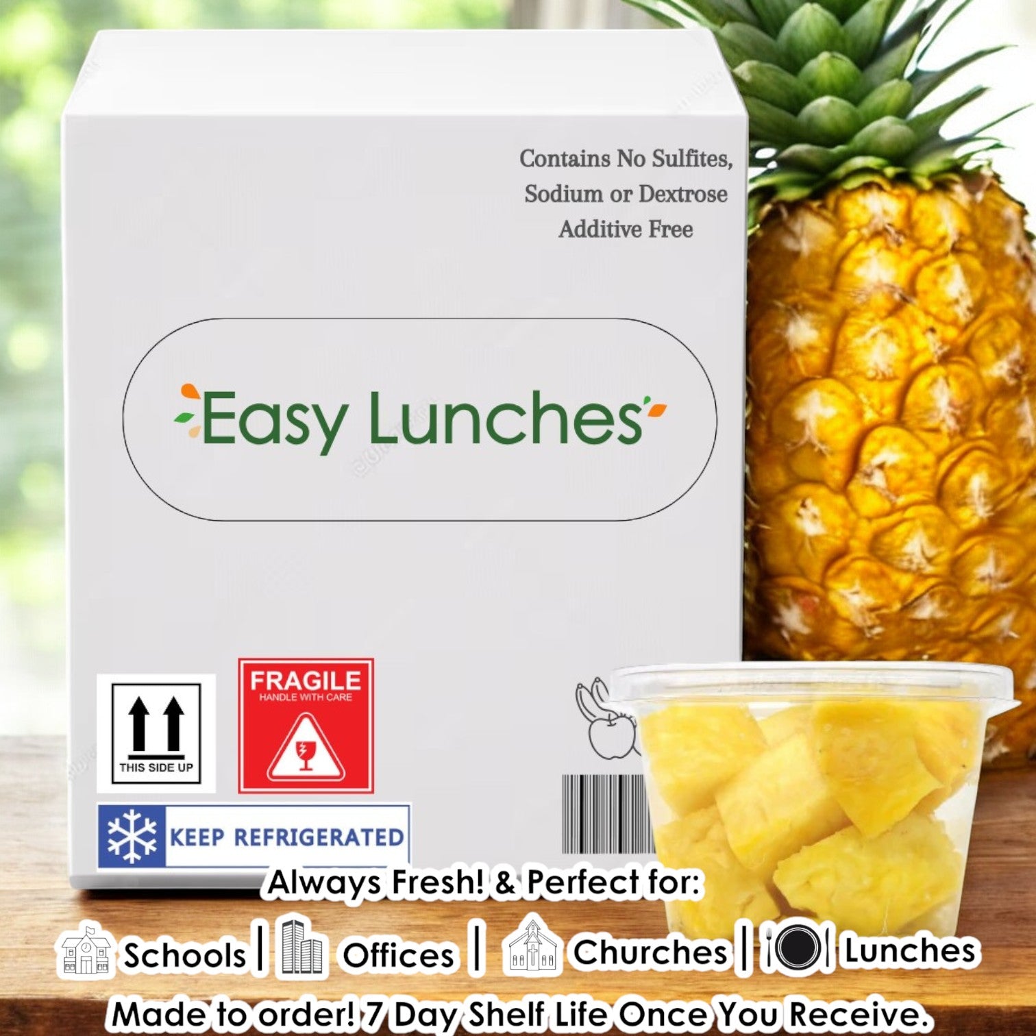 Pineapple Chunks Fresh, 2.5 oz - 50 Count-Made to Order!  7 Days Shelf Life When You Receive!