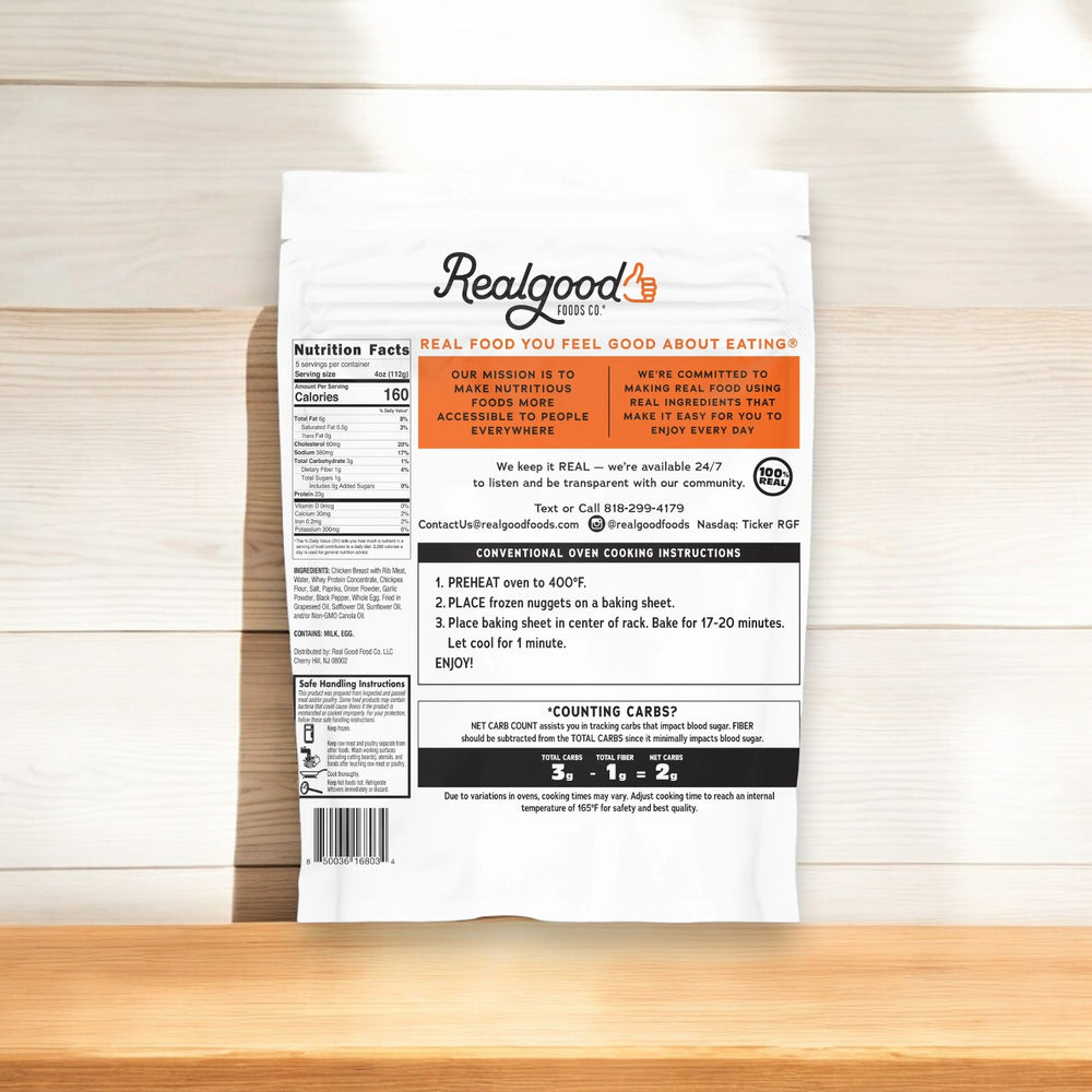 Realgood Foods Co. Lightly Breaded Chicken Breast Nuggets, 20 oz Bag