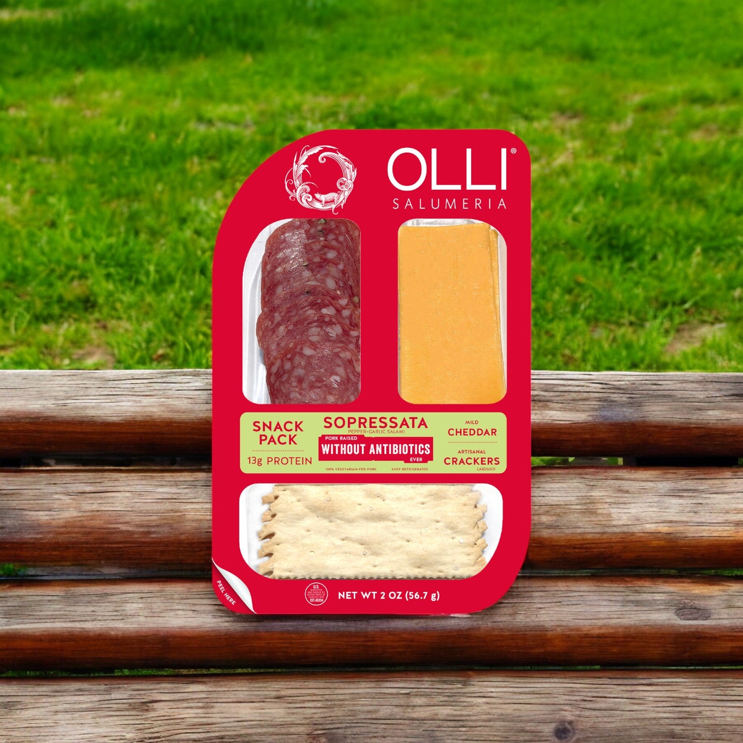 Olli Salumeria Salami Sopressata Cheddar Pack, 2 oz. - 1 Case, 10 Packs